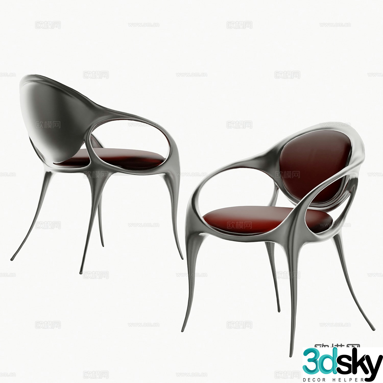 Modern chair dining chair 3d model
