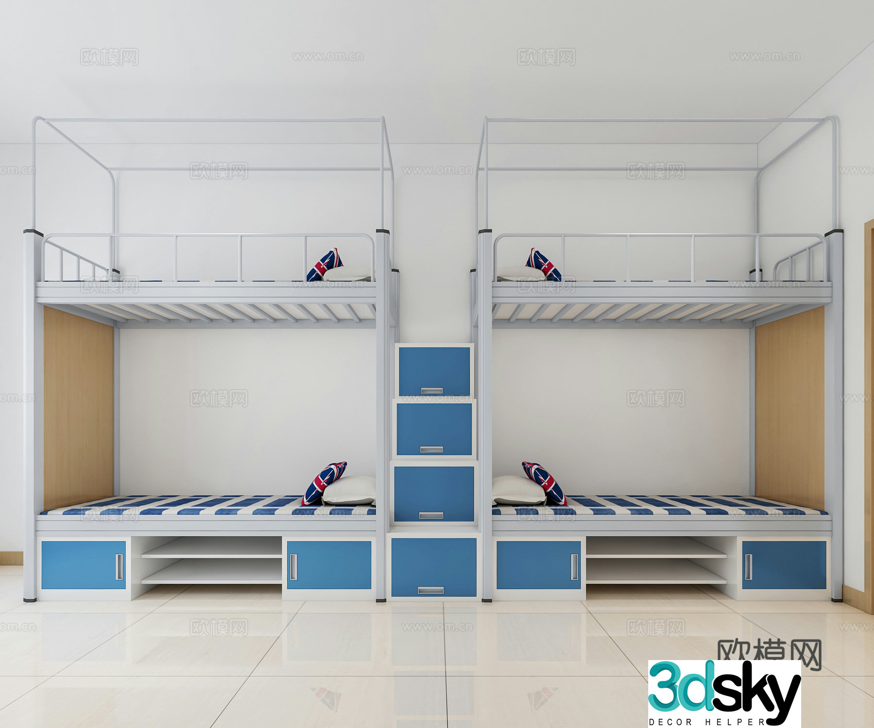 Modern bunk bed wrought iron bed 3d model