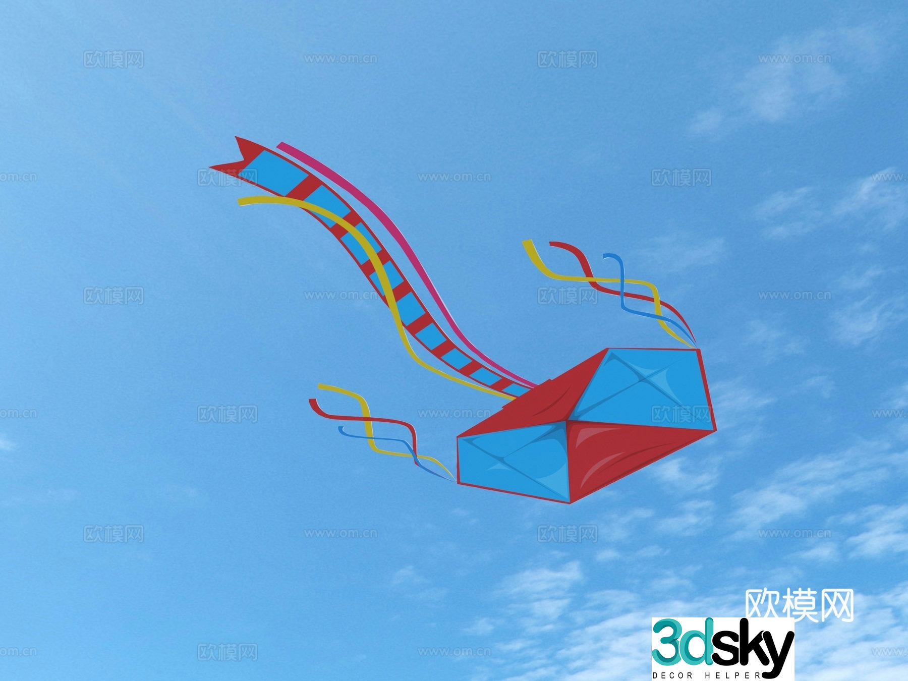 kite toy ornament decoration 3d model
