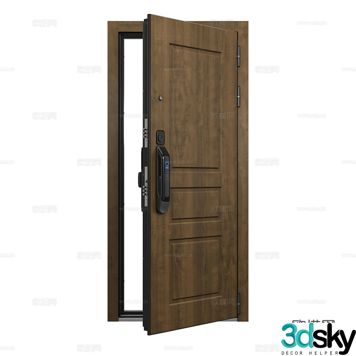 Nordic single door entry door password door 3D model