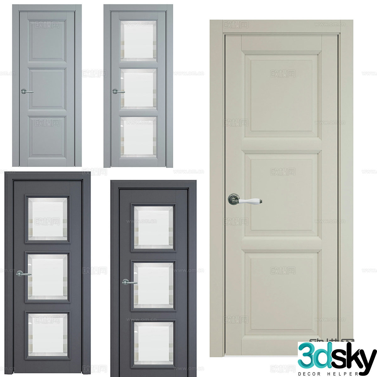 Single door flat door bedroom door bathroom door 3d model