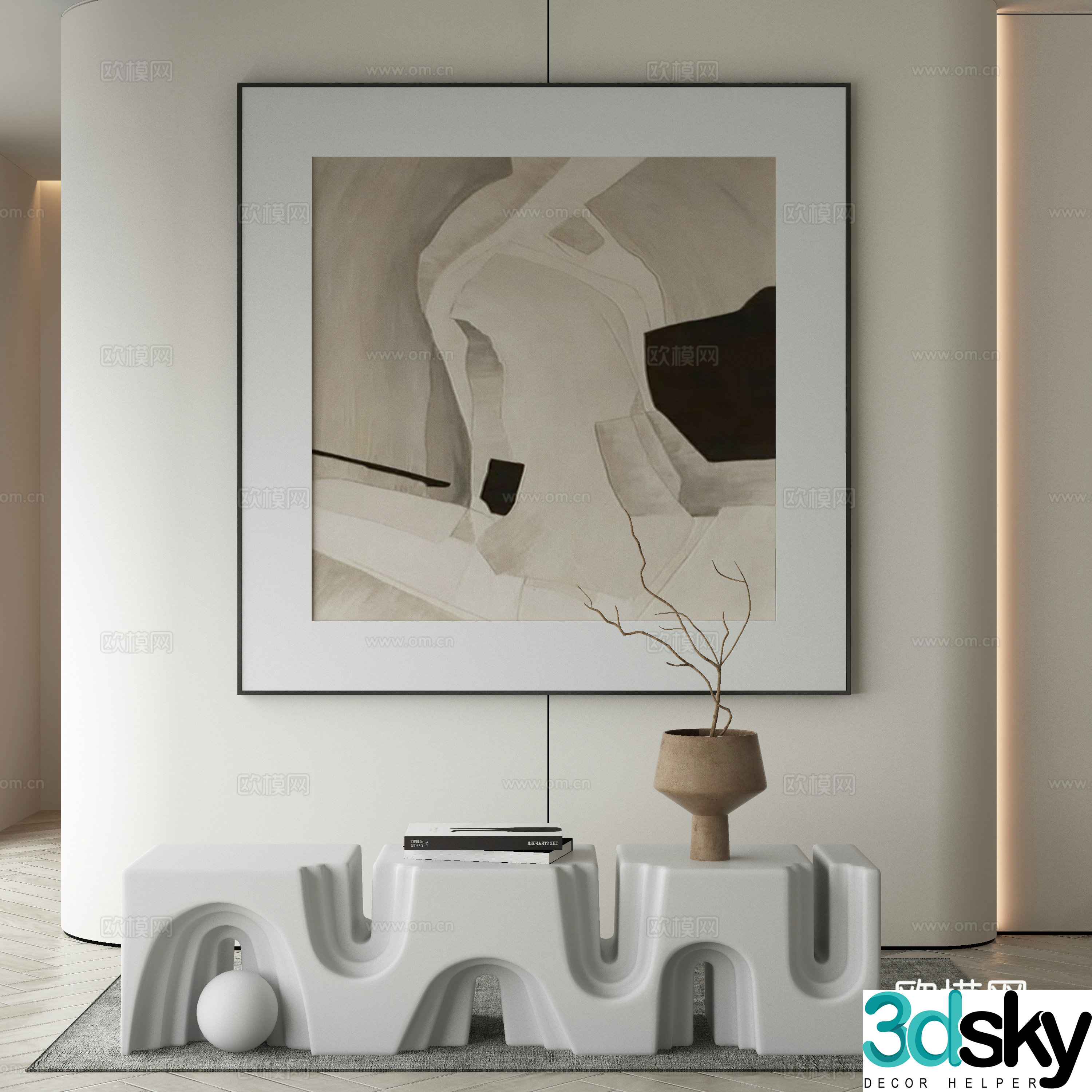 Modern texture painting decorative painting 3d model