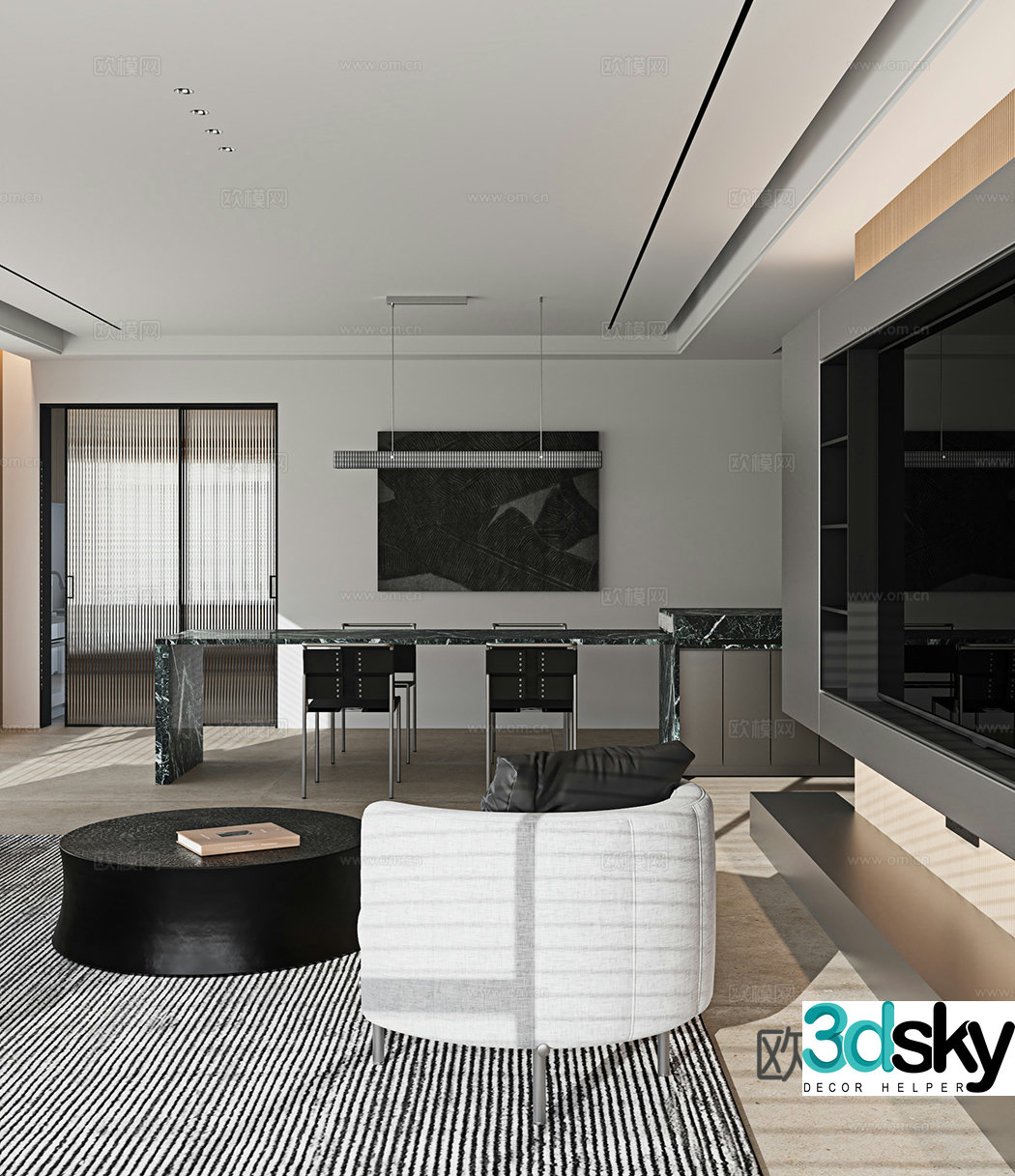 Modern guest restaurant 3d model