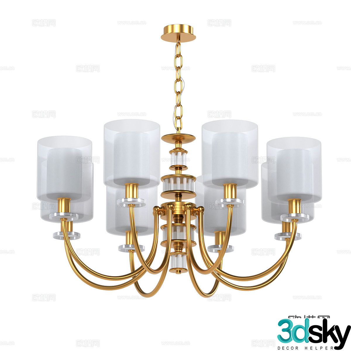 Light luxury multi-head chandelier 3D model