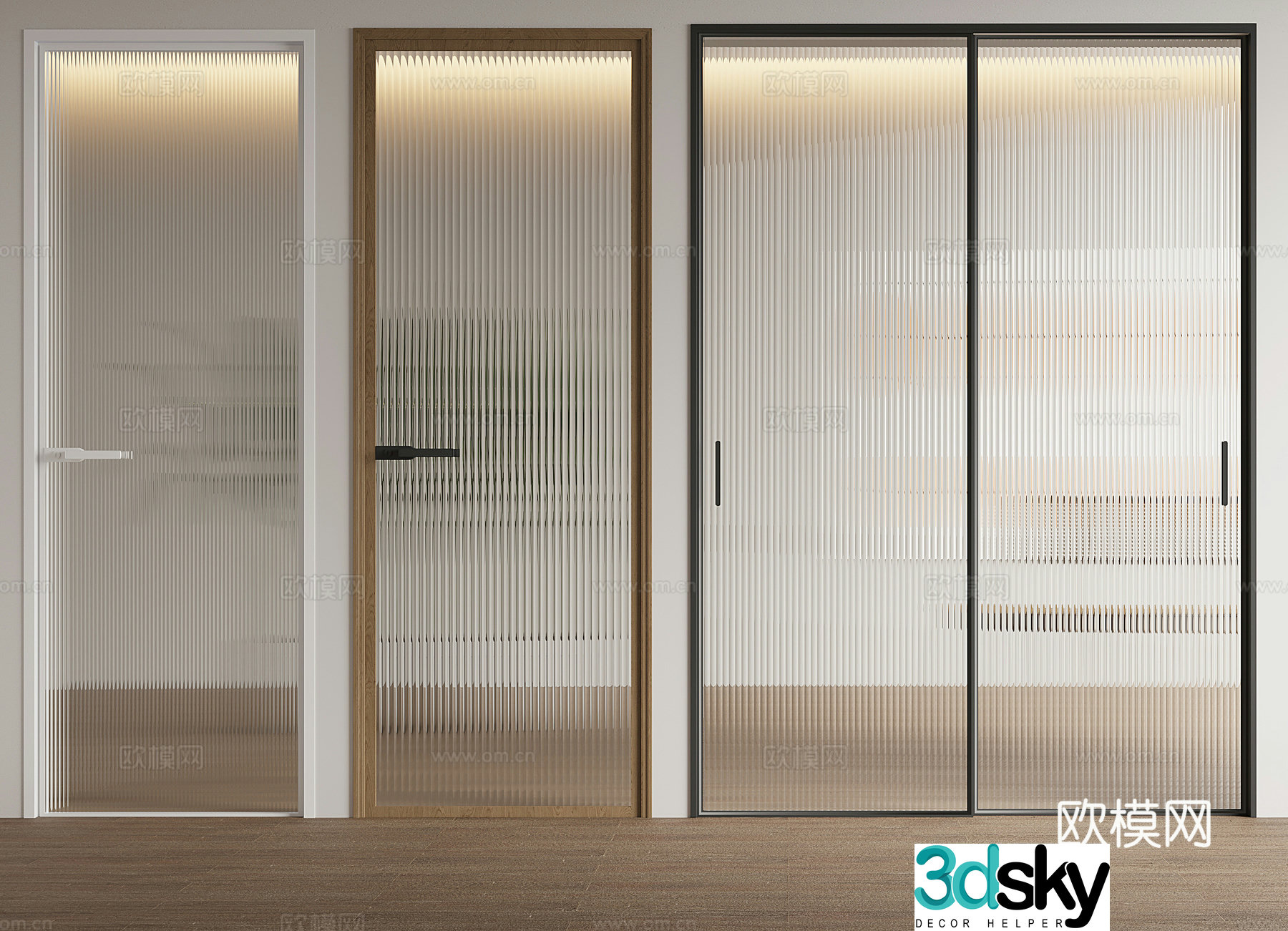 Changhong glass door single door swing door sliding door 3d model