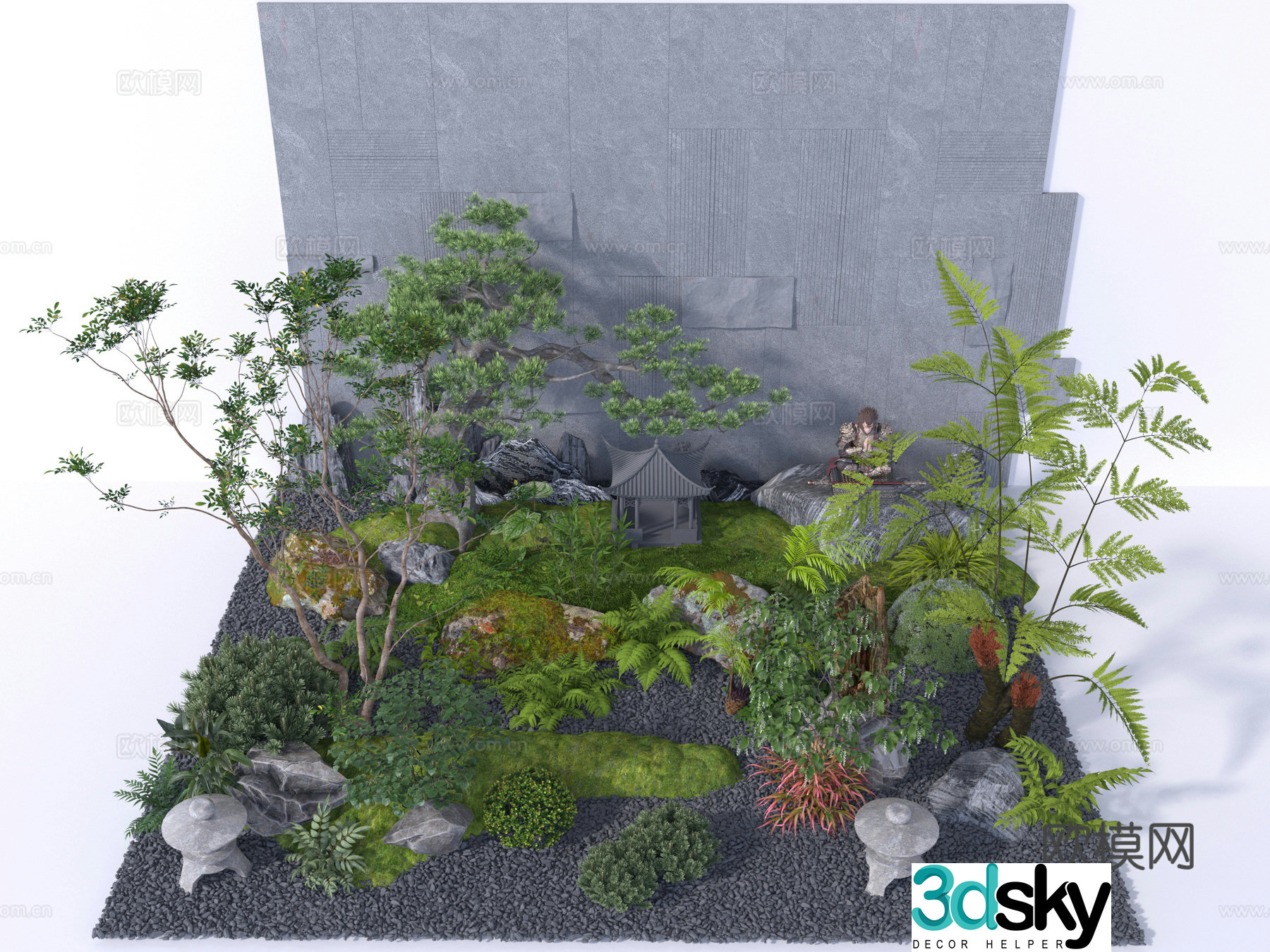 Landscape sketches plant landscaping landscape wall 3D model