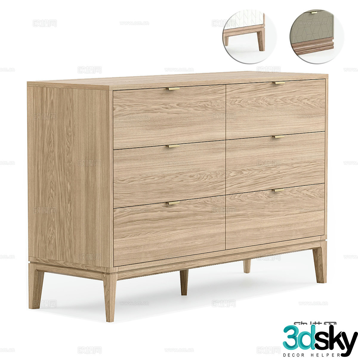Nordic chest of drawers side cabinet 3d model