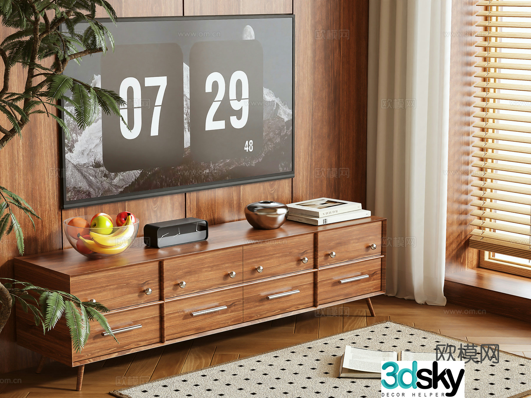 Medieval style TV cabinet 3D model