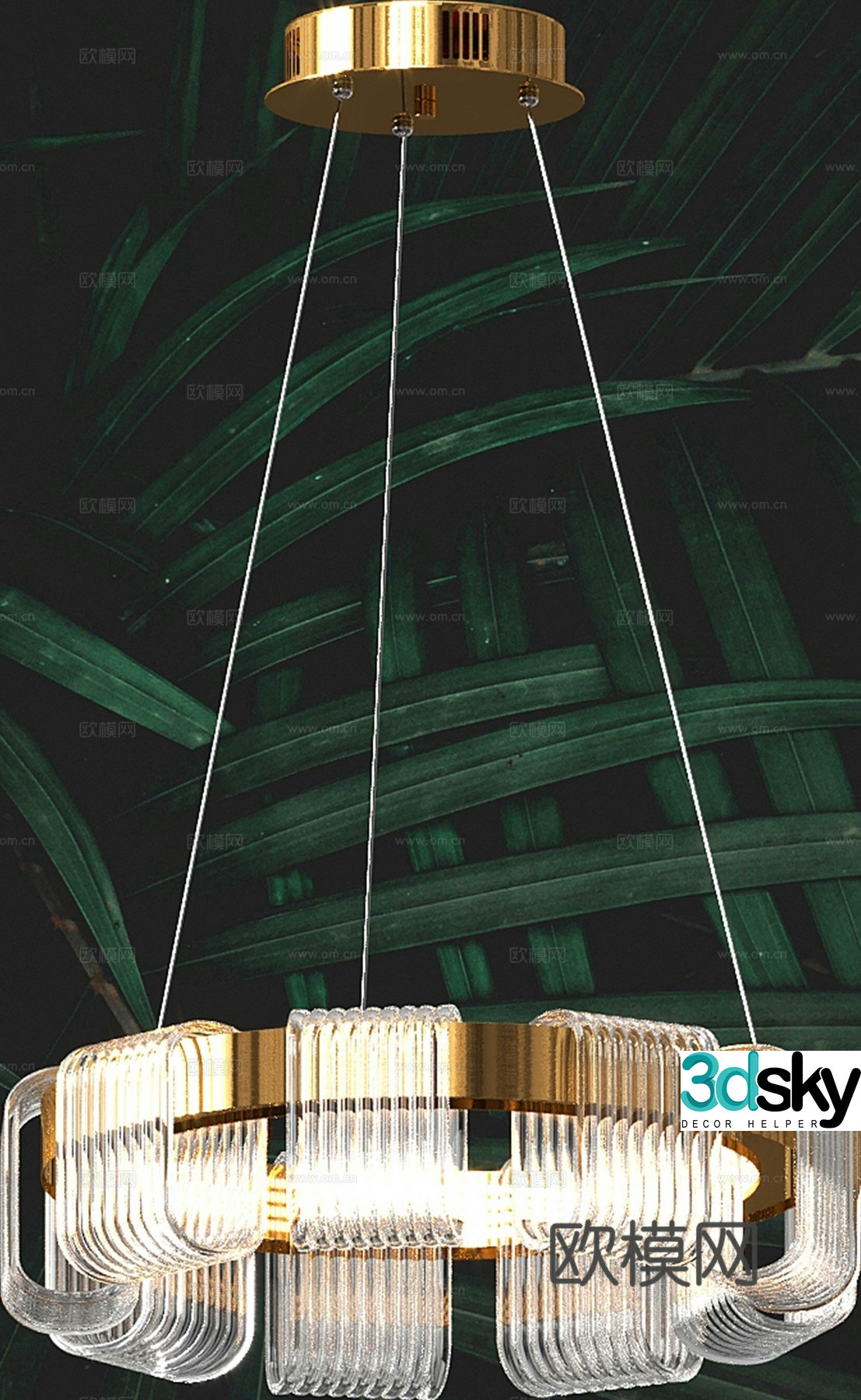 Light luxury glass chandelier 3d model