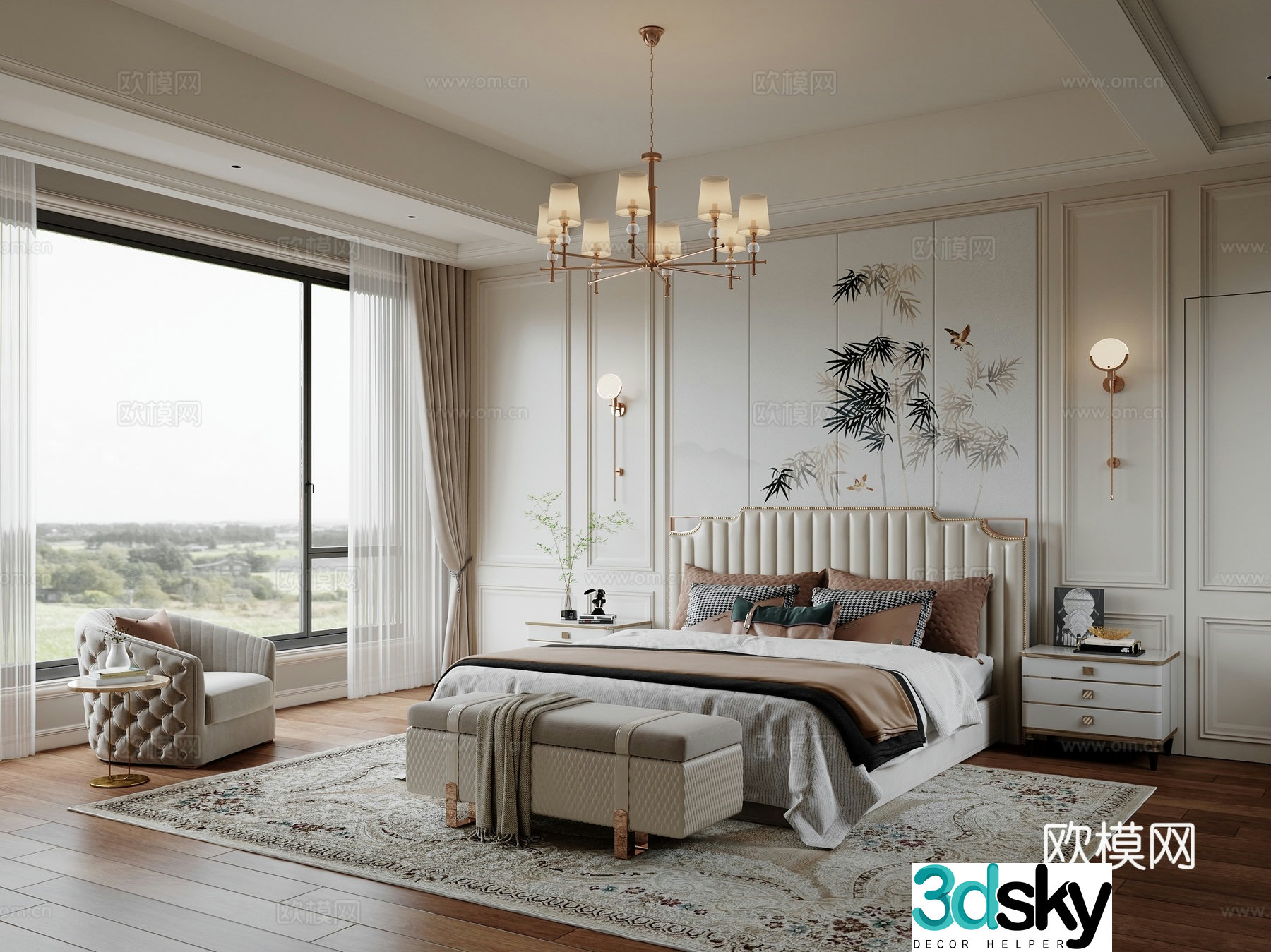 French bedroom master bedroom 3d model