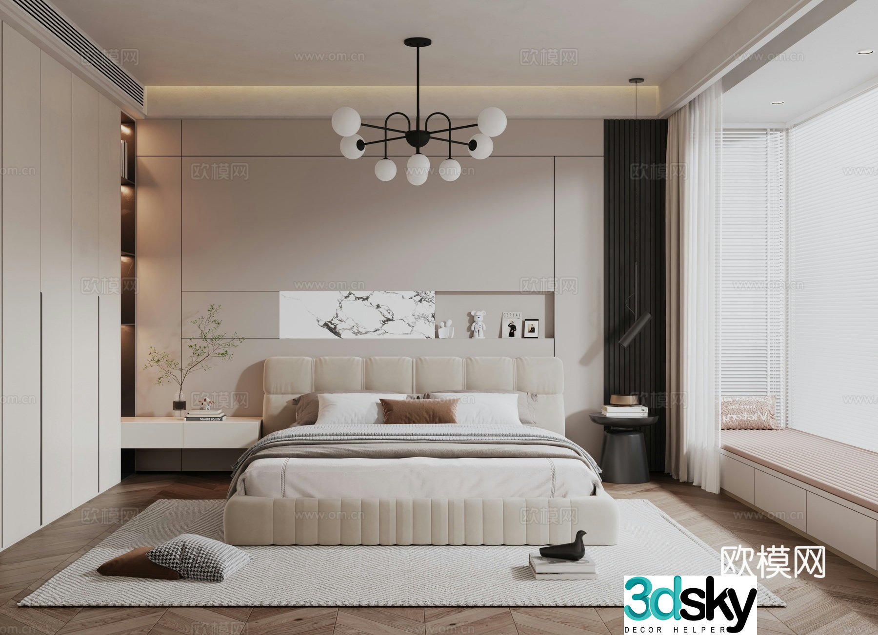Cream style bedroom master bedroom 3d model