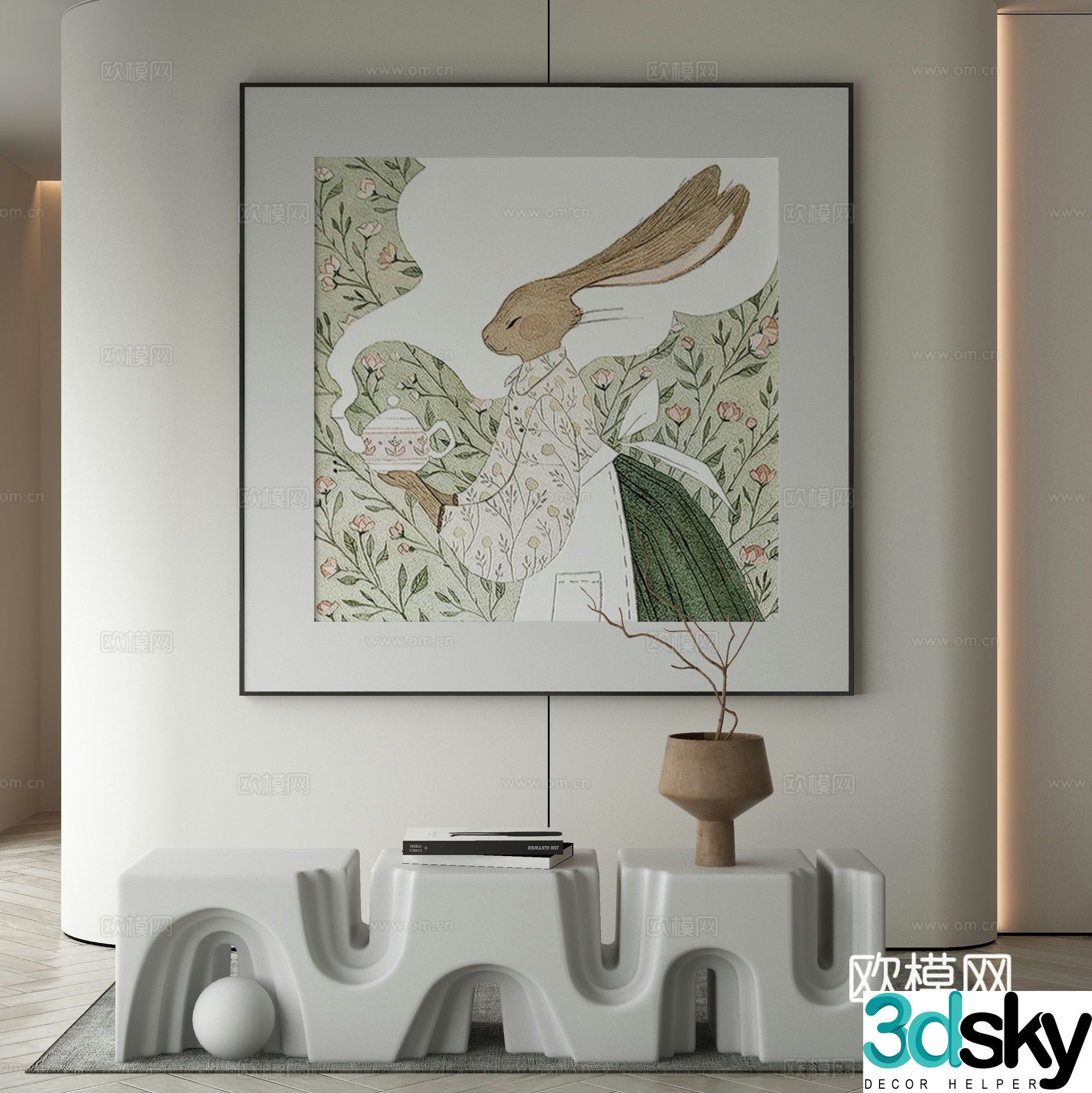 Modern cartoon painting decorative painting 3d model