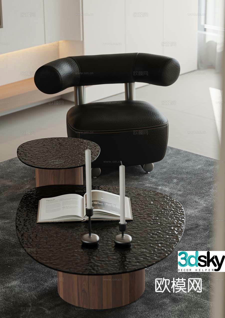Modern double coffee table 3d model