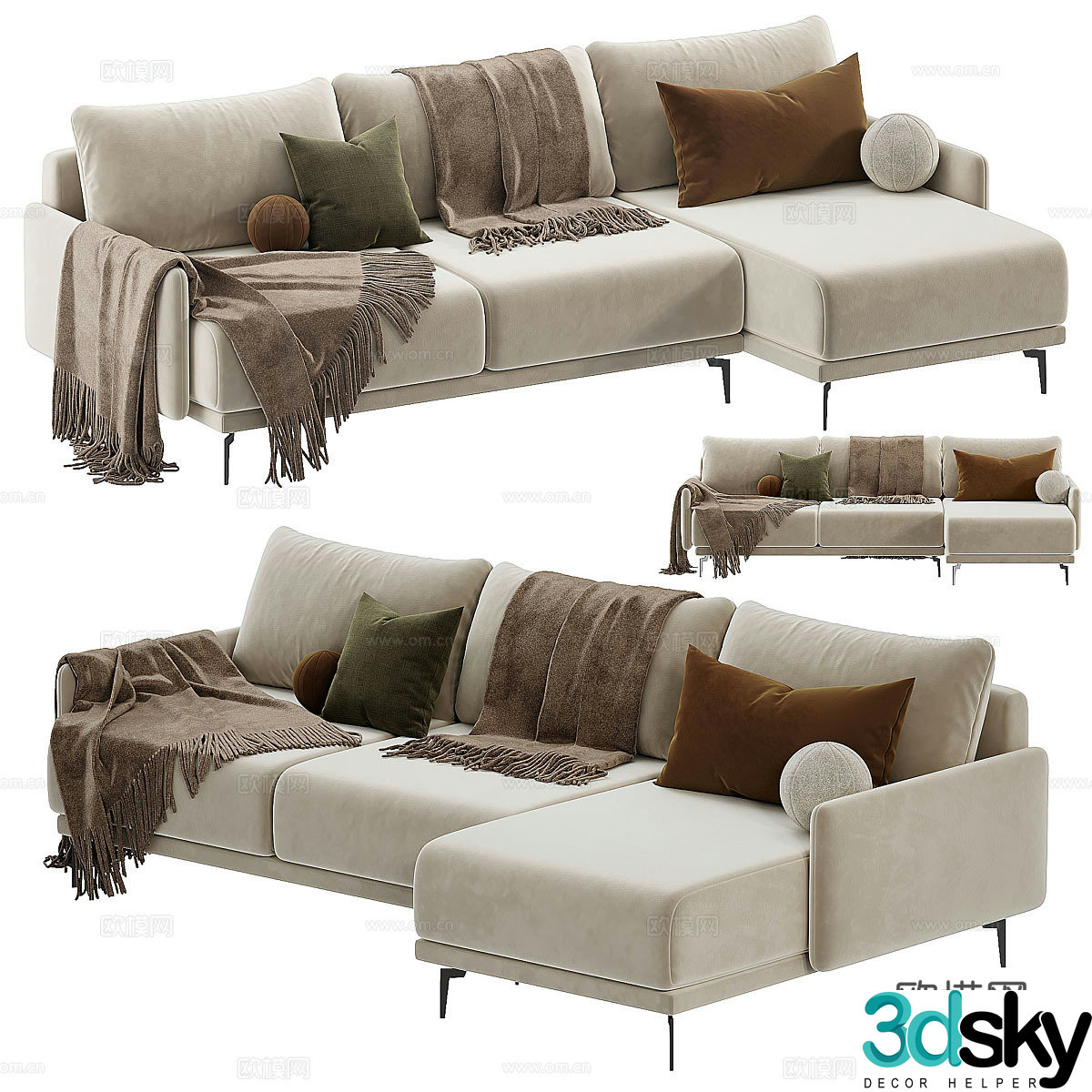 Corner sofa multi-person sofa 3d model