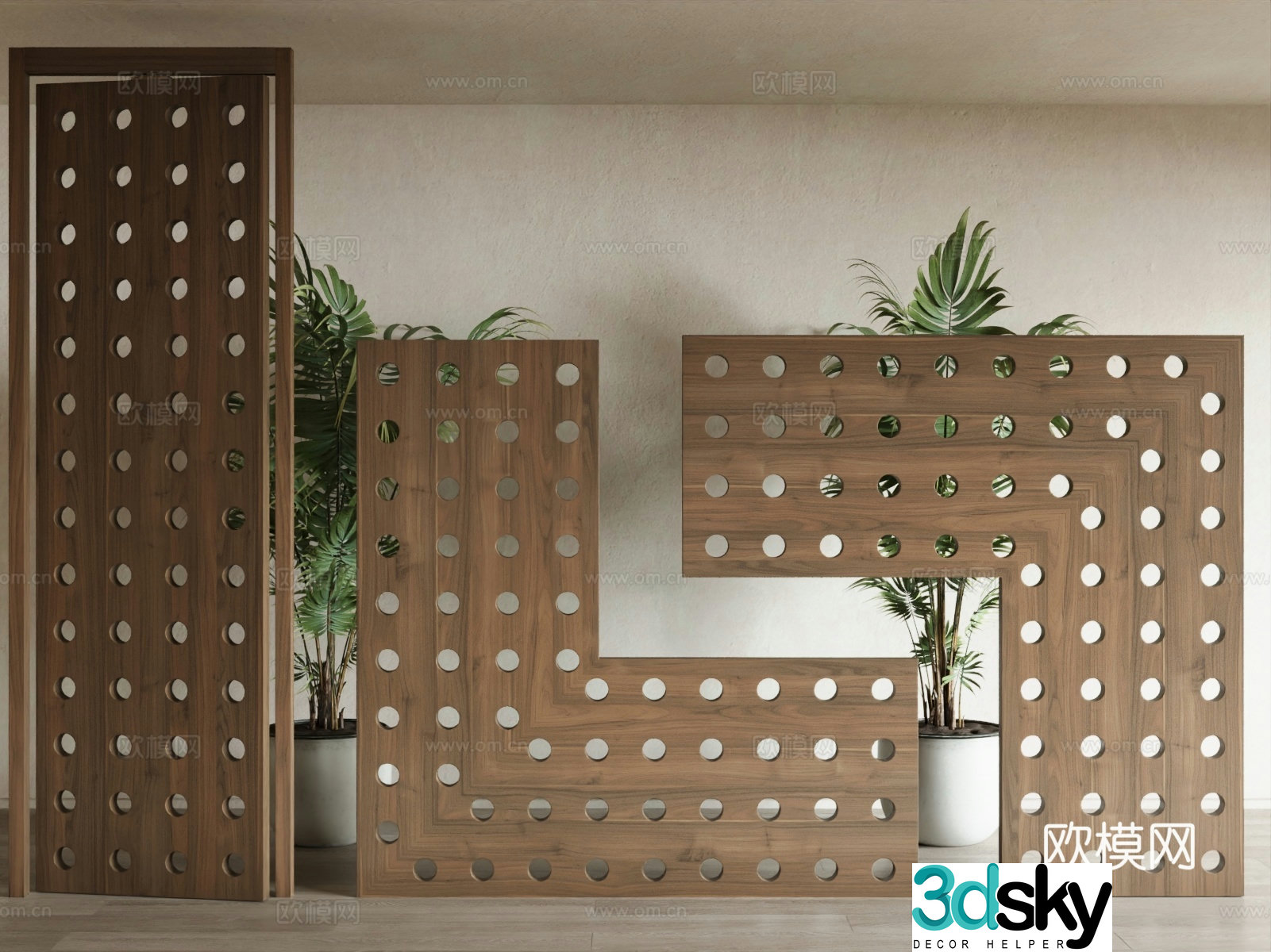 Wabi-sabi wind geometric shape partition 3D model