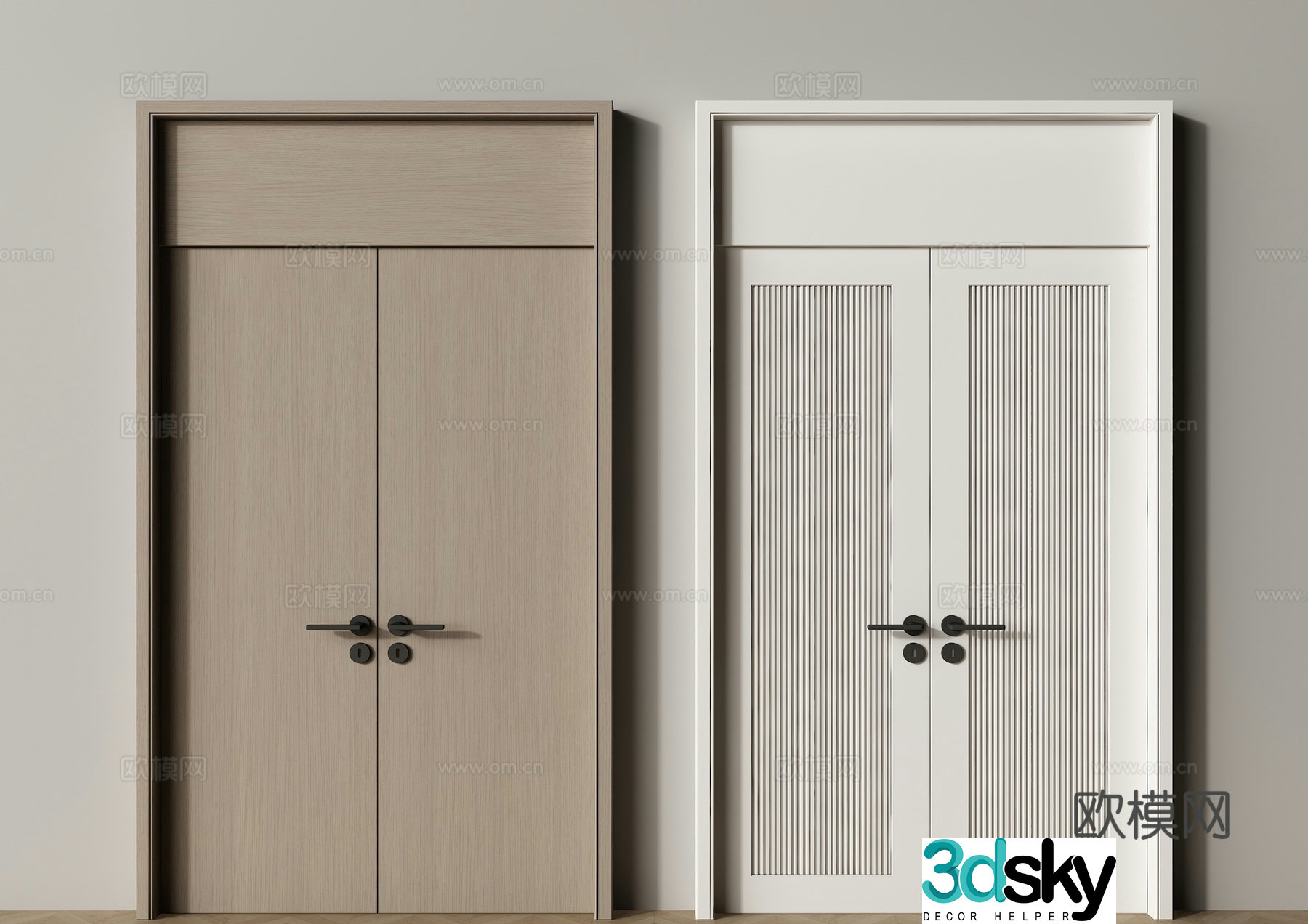 Modern double door double door 3d model