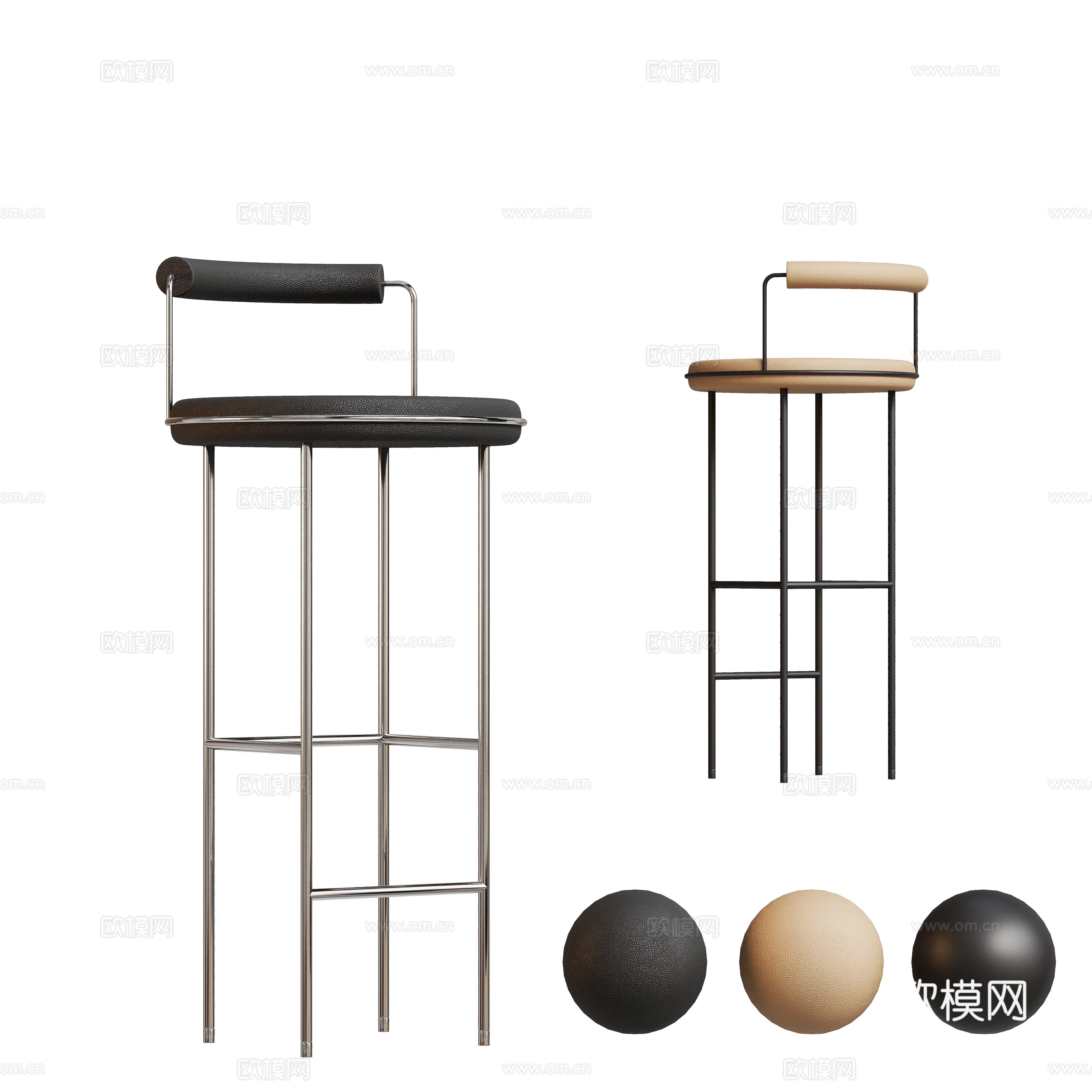 Modern metal bar stool chair 3d model