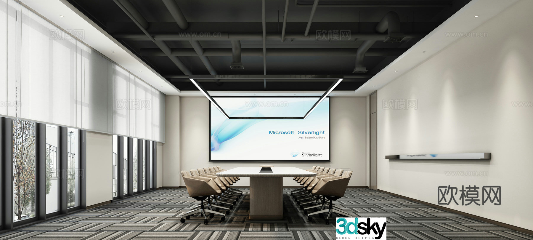 New Chinese style large conference room 3D model