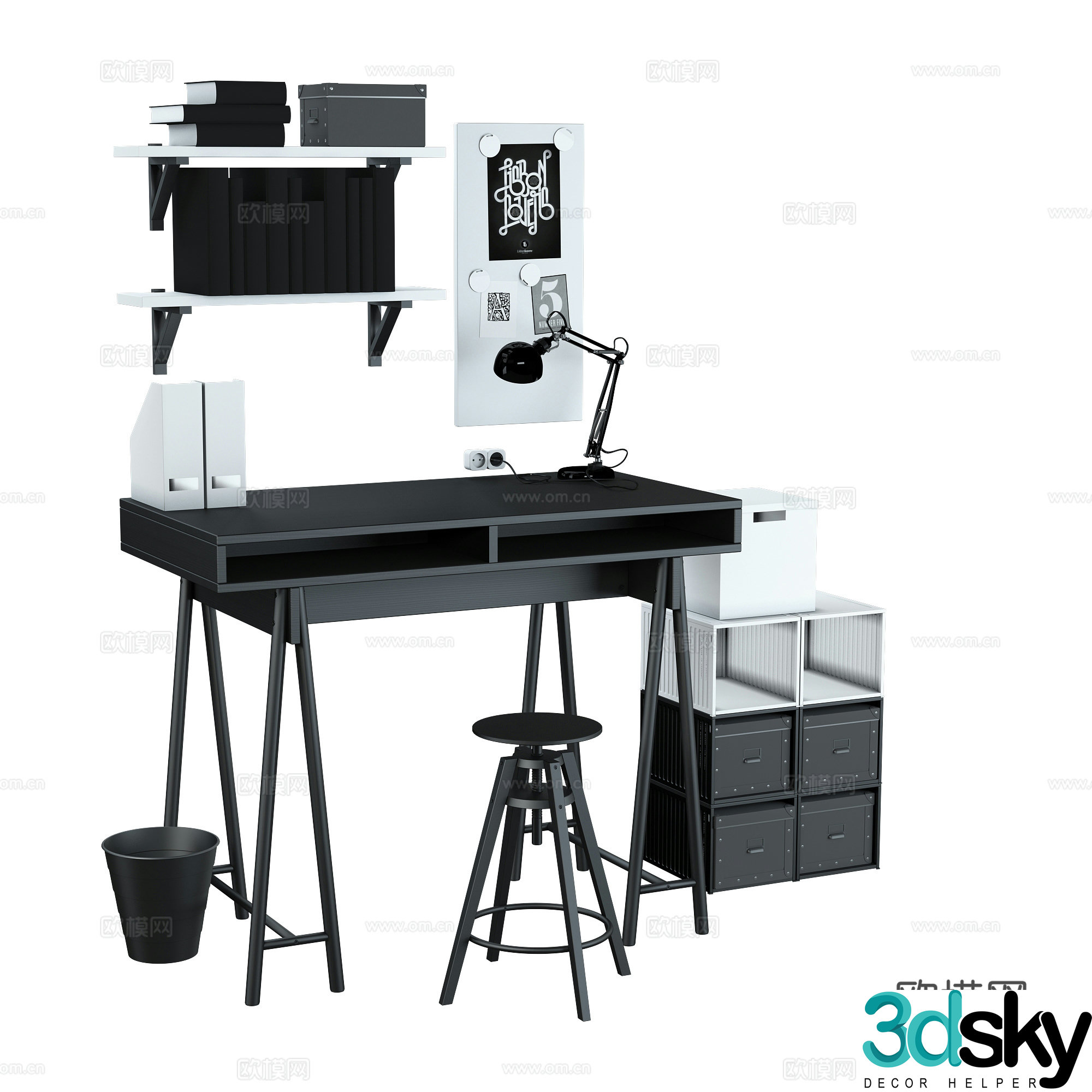 Modern desk 3d model