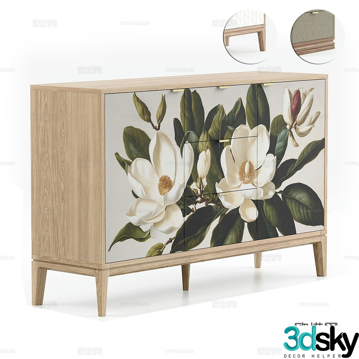 Nordic painted entrance cabinet low cabinet side cabinet 3D model