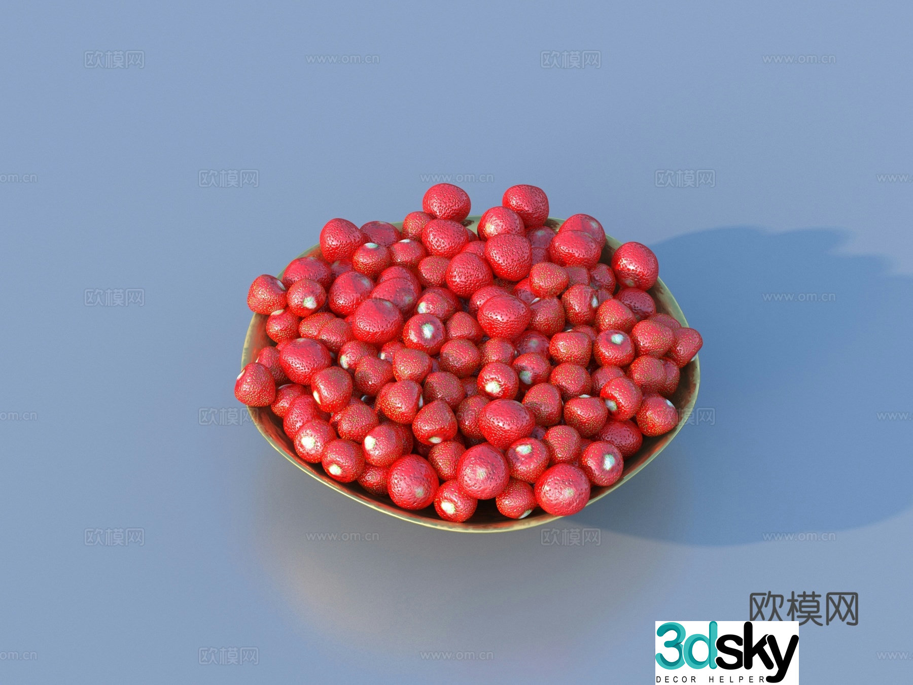 fruit strawberry fruit plate 3d model