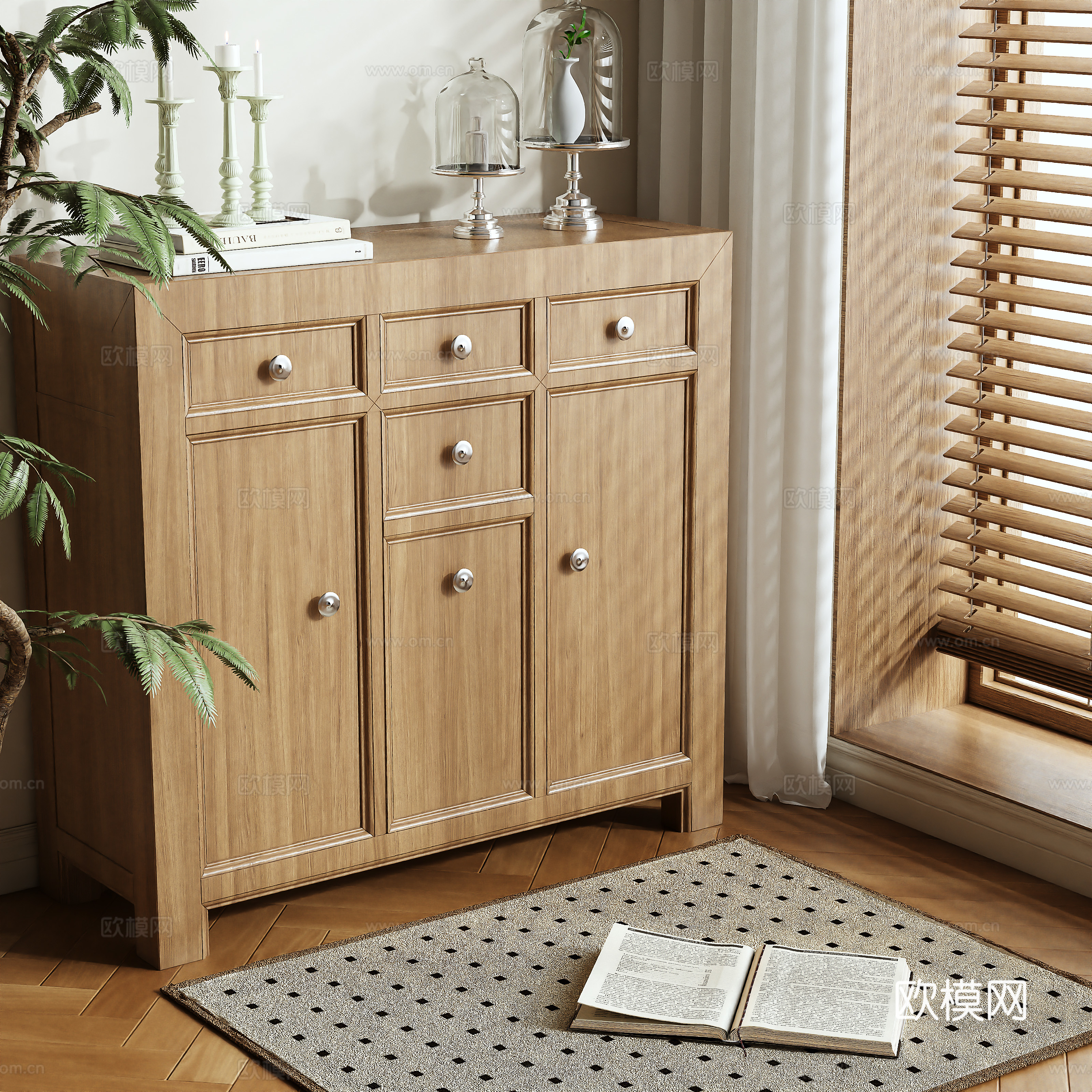 Log entrance cabinet storage cabinet 3d model