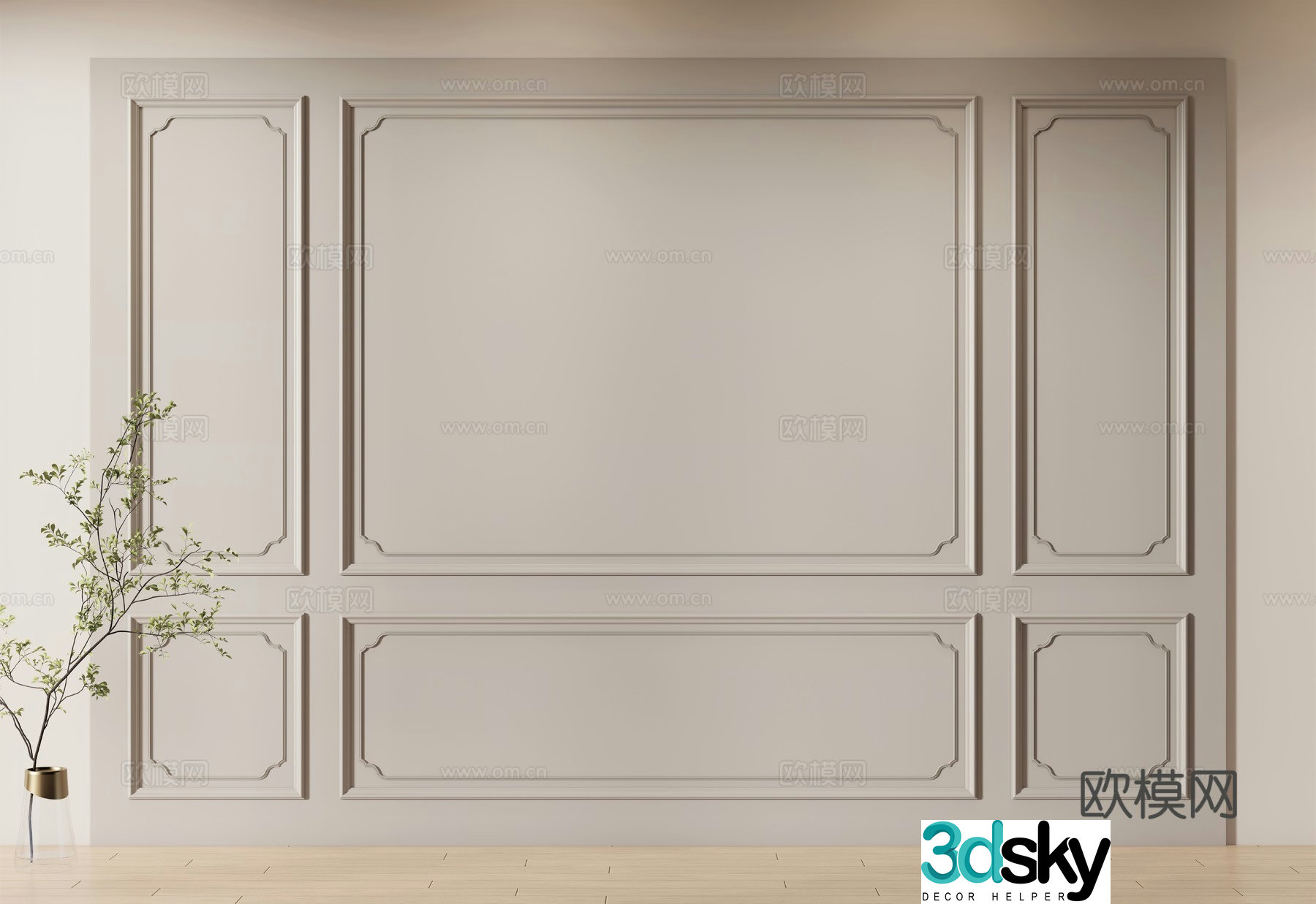 European background wall wainscot 3D model