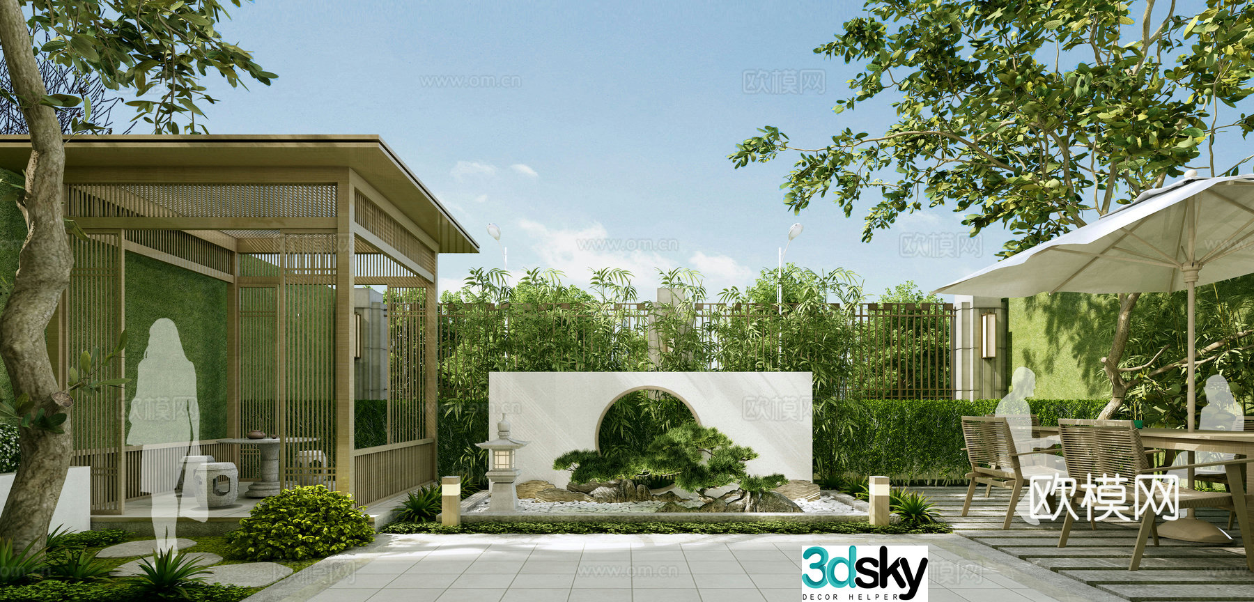 New Chinese style courtyard garden landscape 3d model