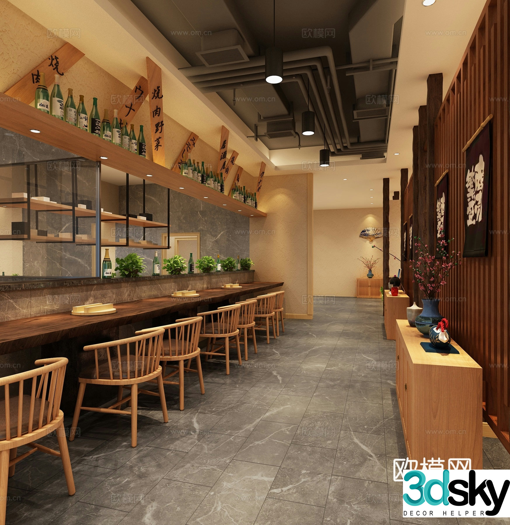 Japanese restaurant barbecue restaurant izakaya 3D model