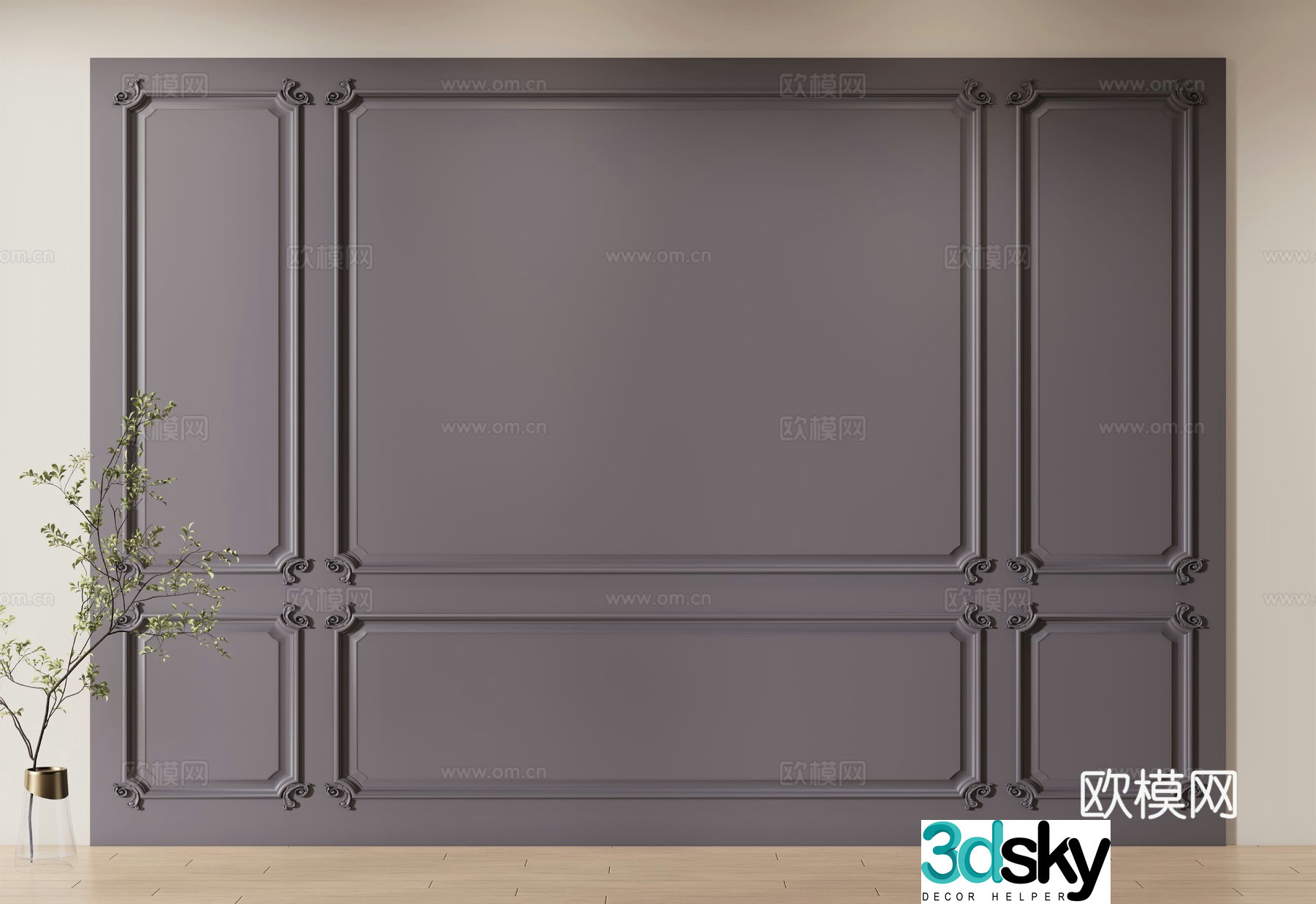 European background wall wainscot 3D model