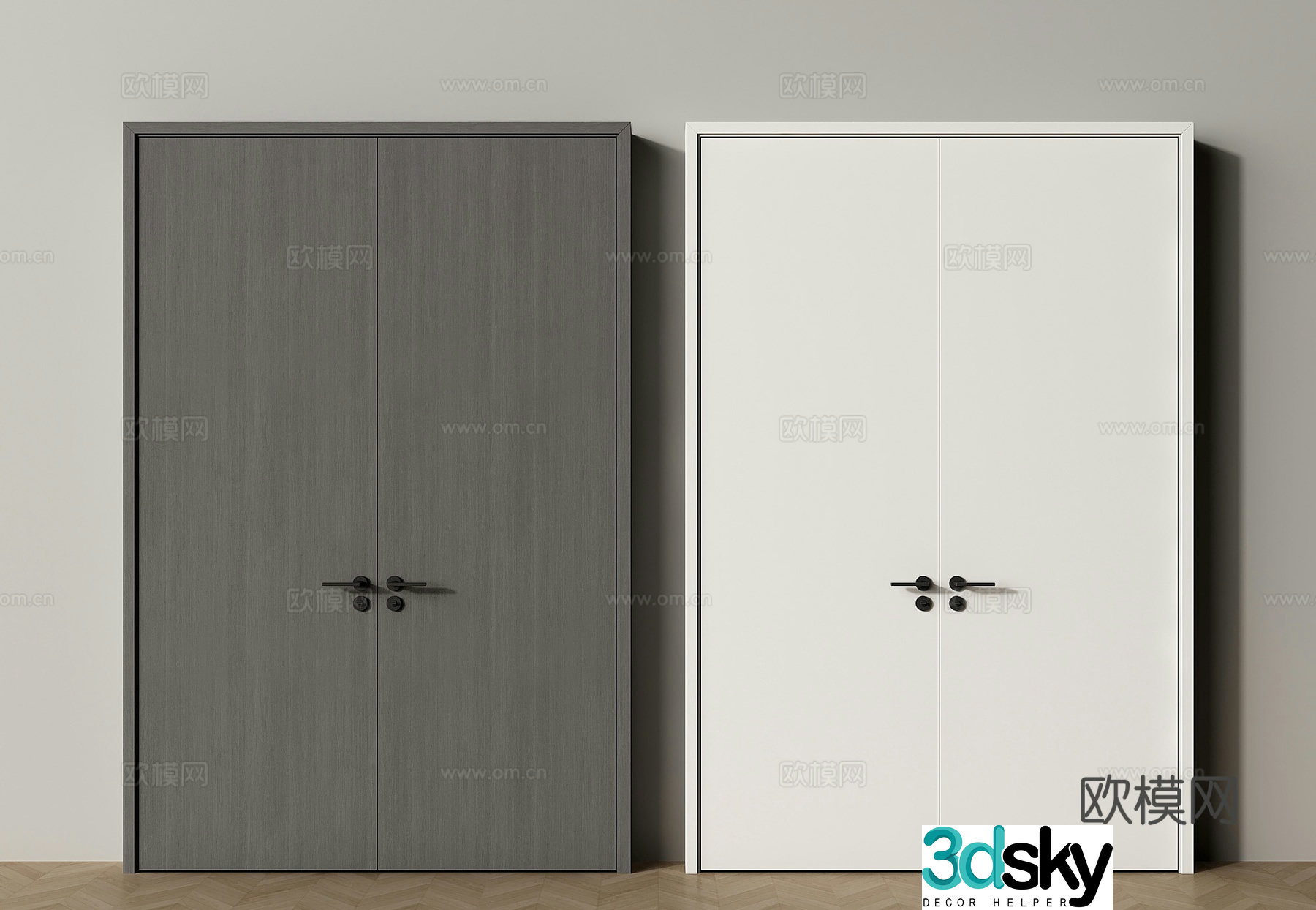 Modern double door double door 3d model
