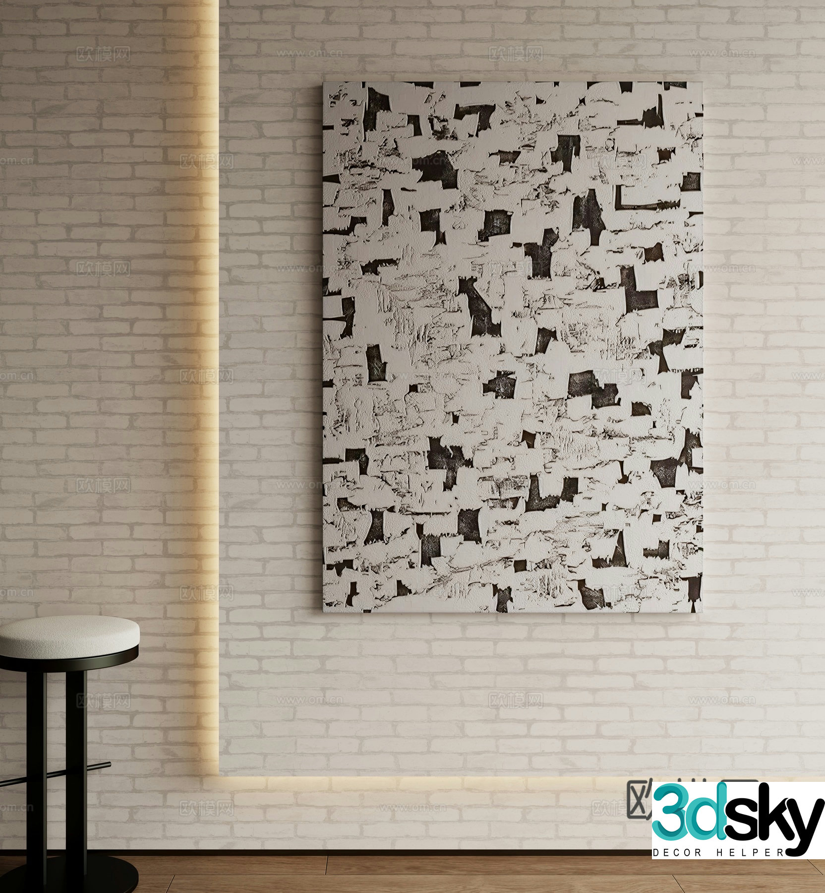 Modern texture painting decorative painting 3d model