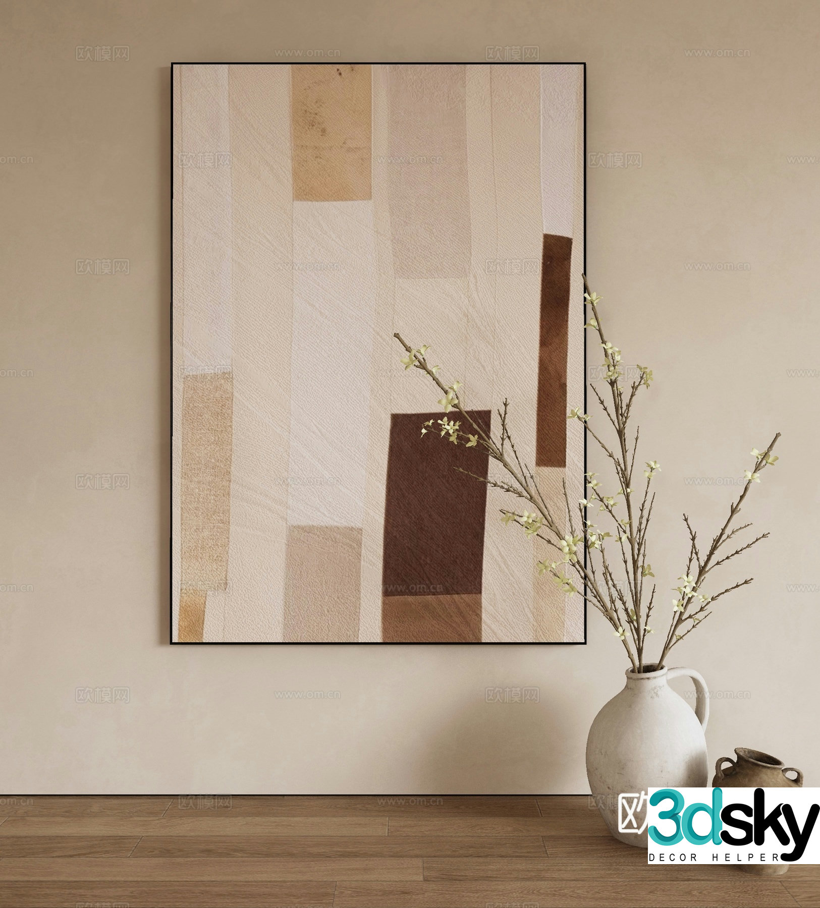 Modern texture painting decorative painting 3d model