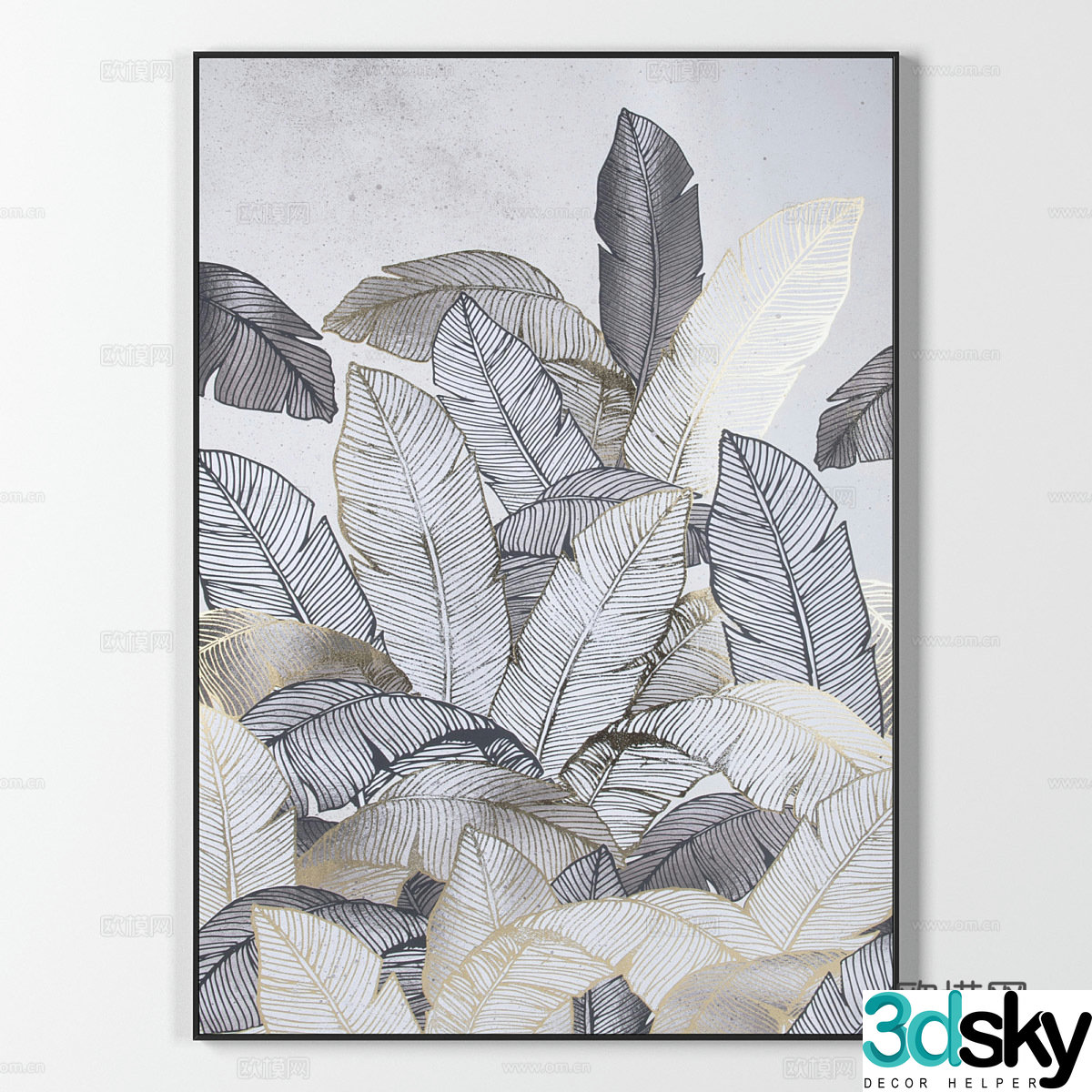 Botanical painting abstract painting 3d model