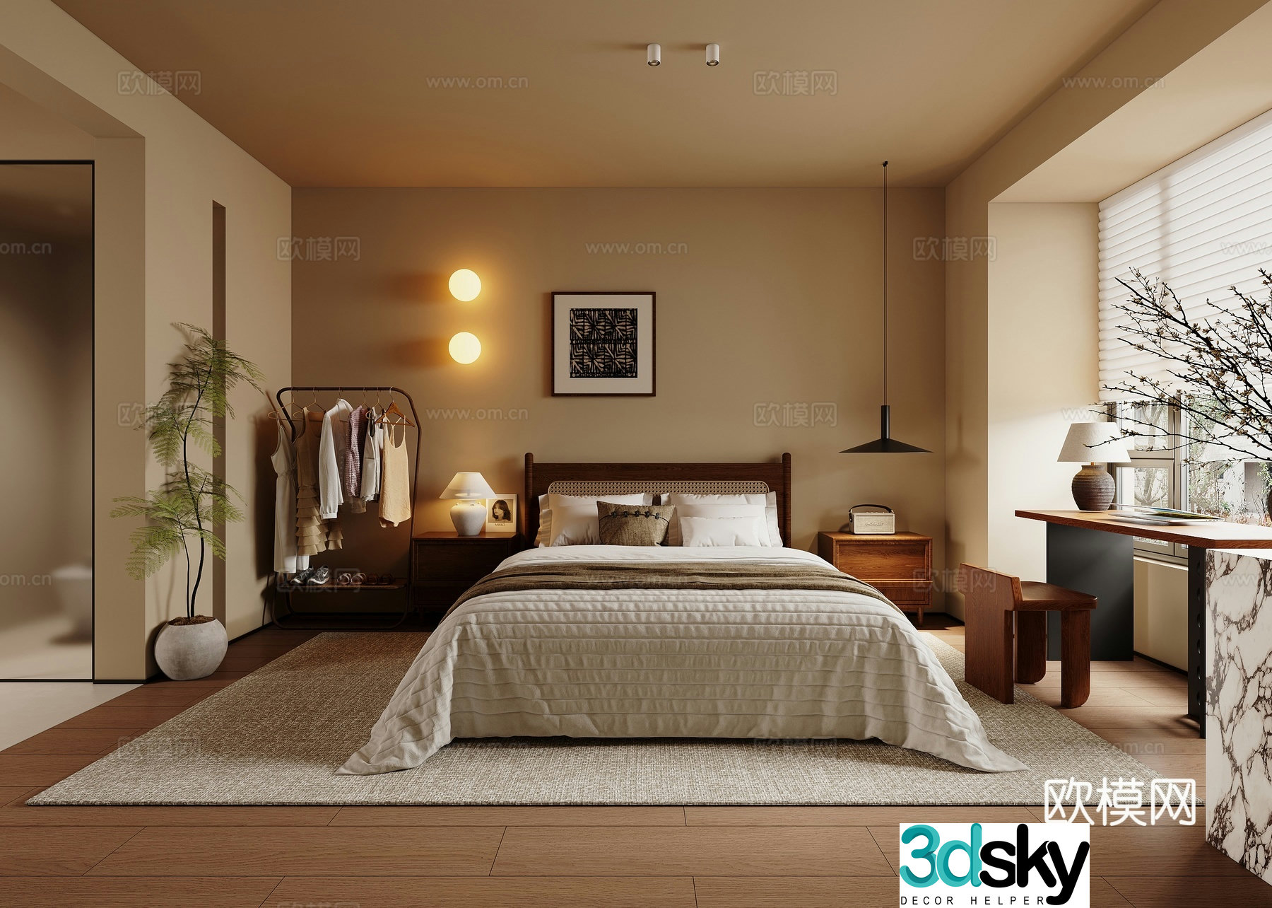 Medieval style bedroom master bedroom 3d model