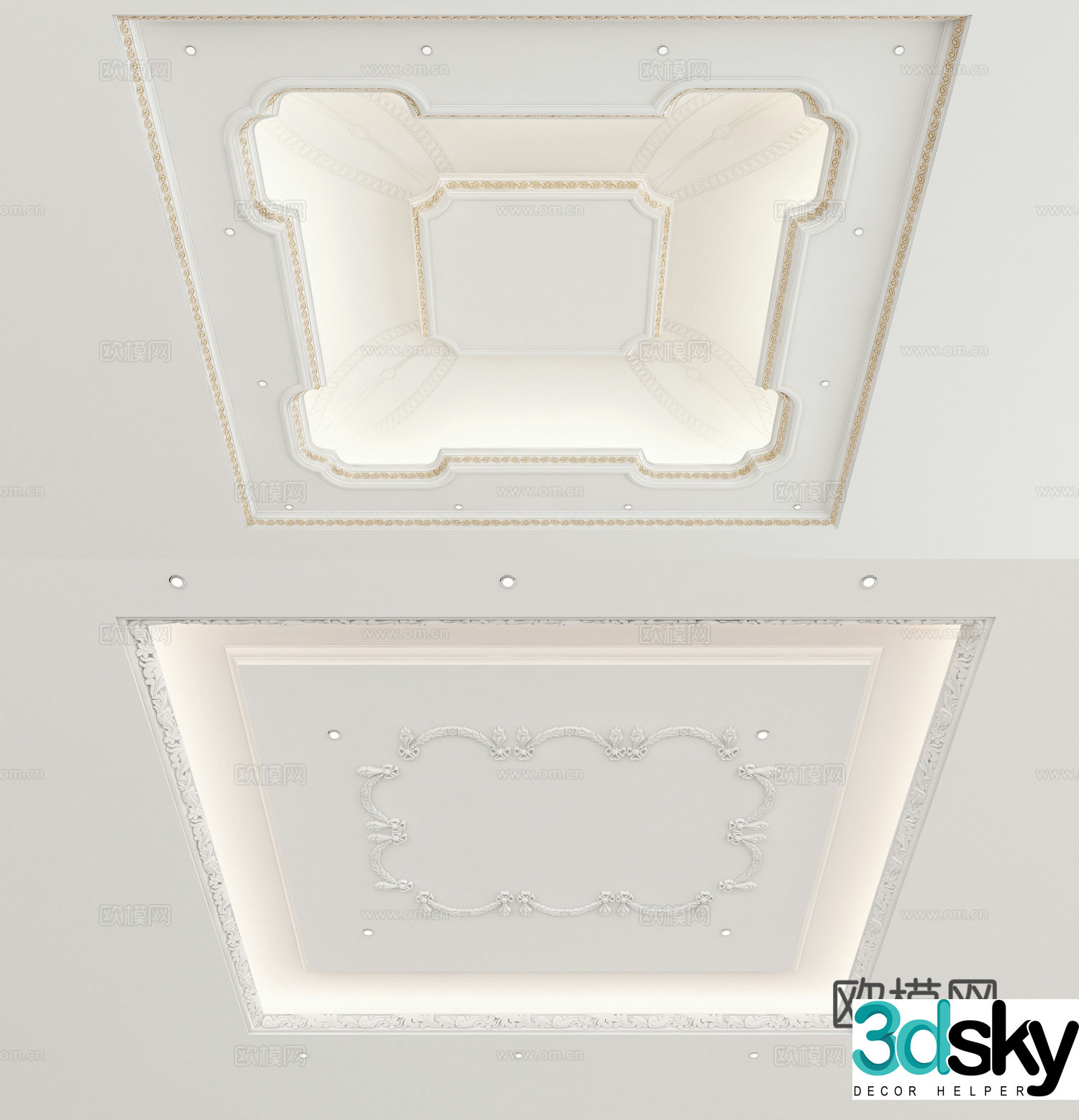 European style suspended ceiling square suspended ceiling modeling ceiling 3d model