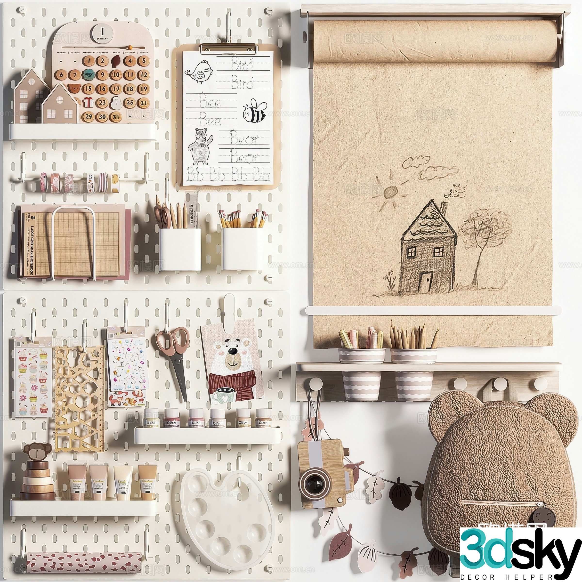 Children’s wall decorations school supplies 3d model