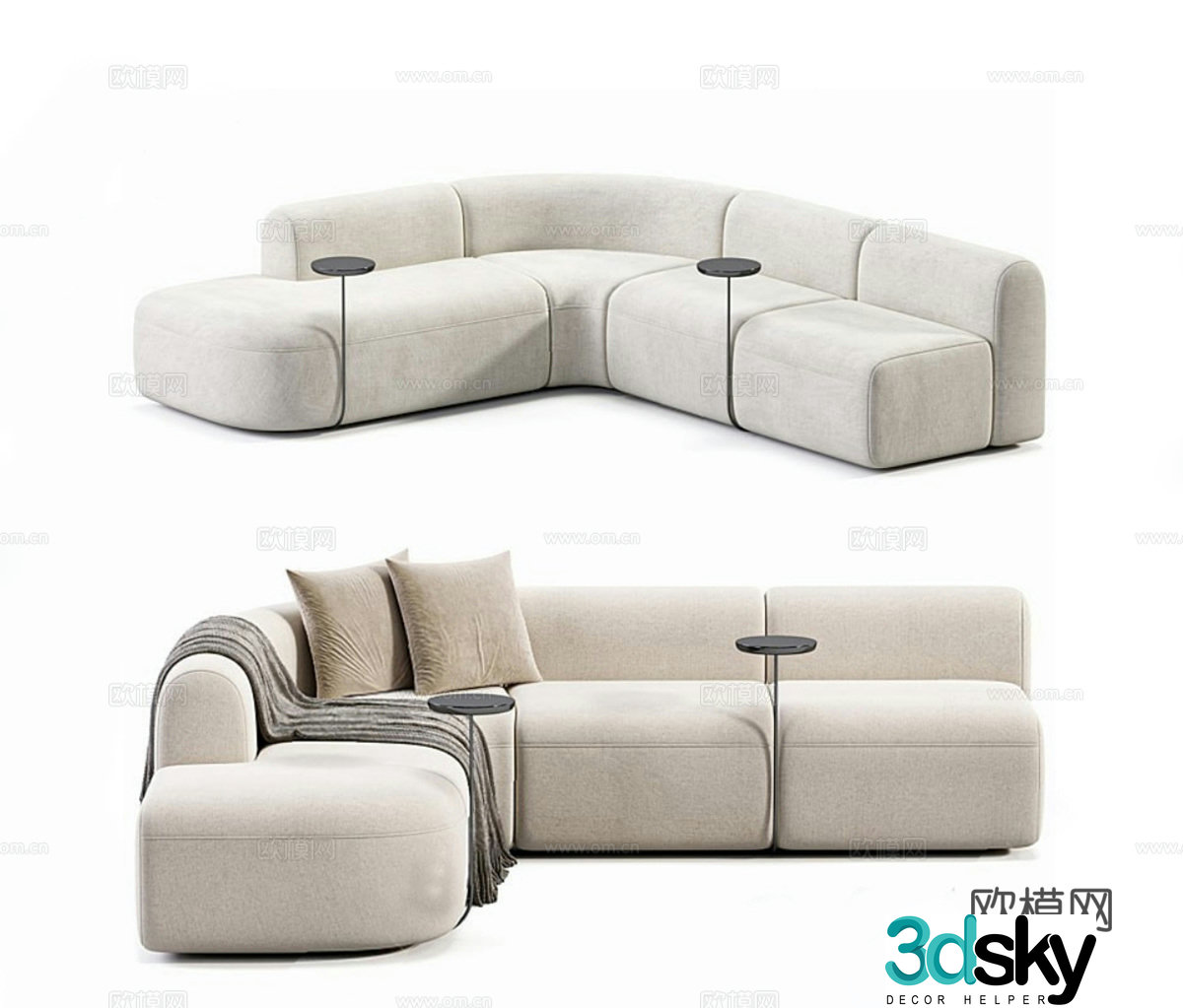 Modern multi-seater sofa corner sofa 3d model