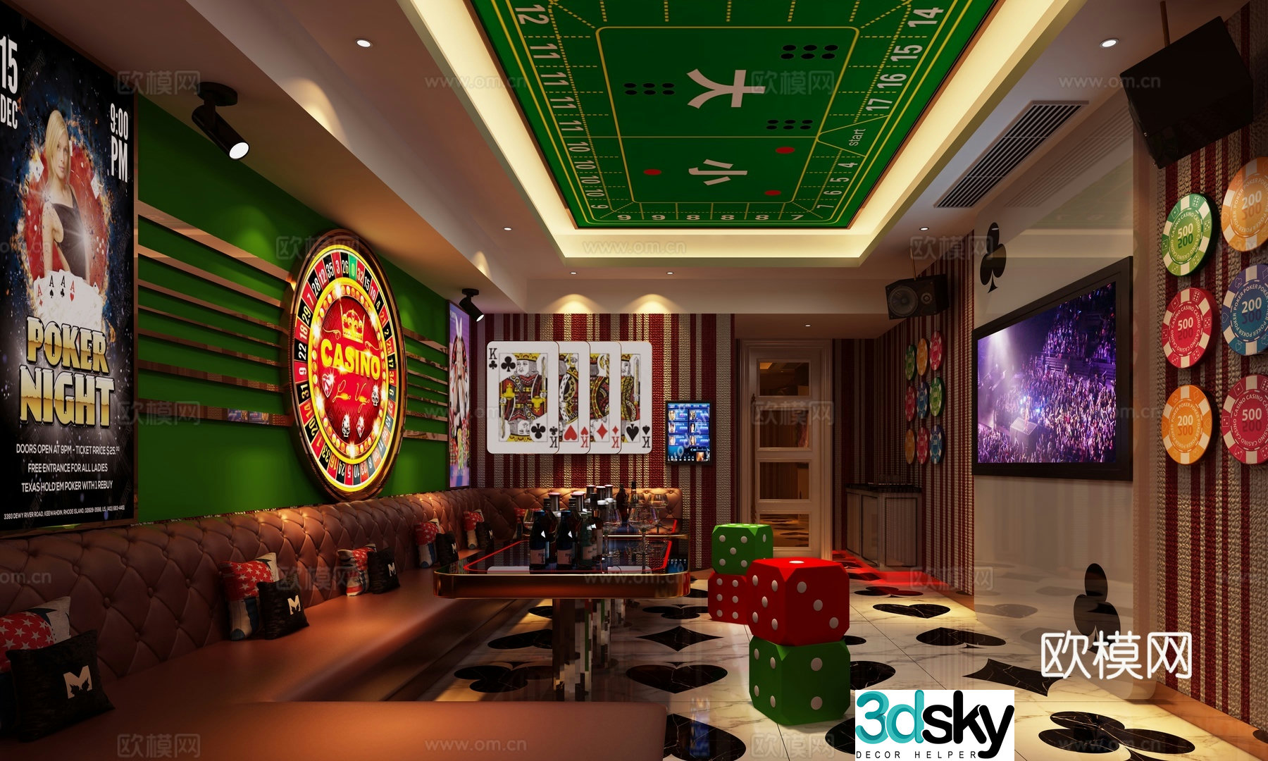 European KTV box nightclub bar 3d model