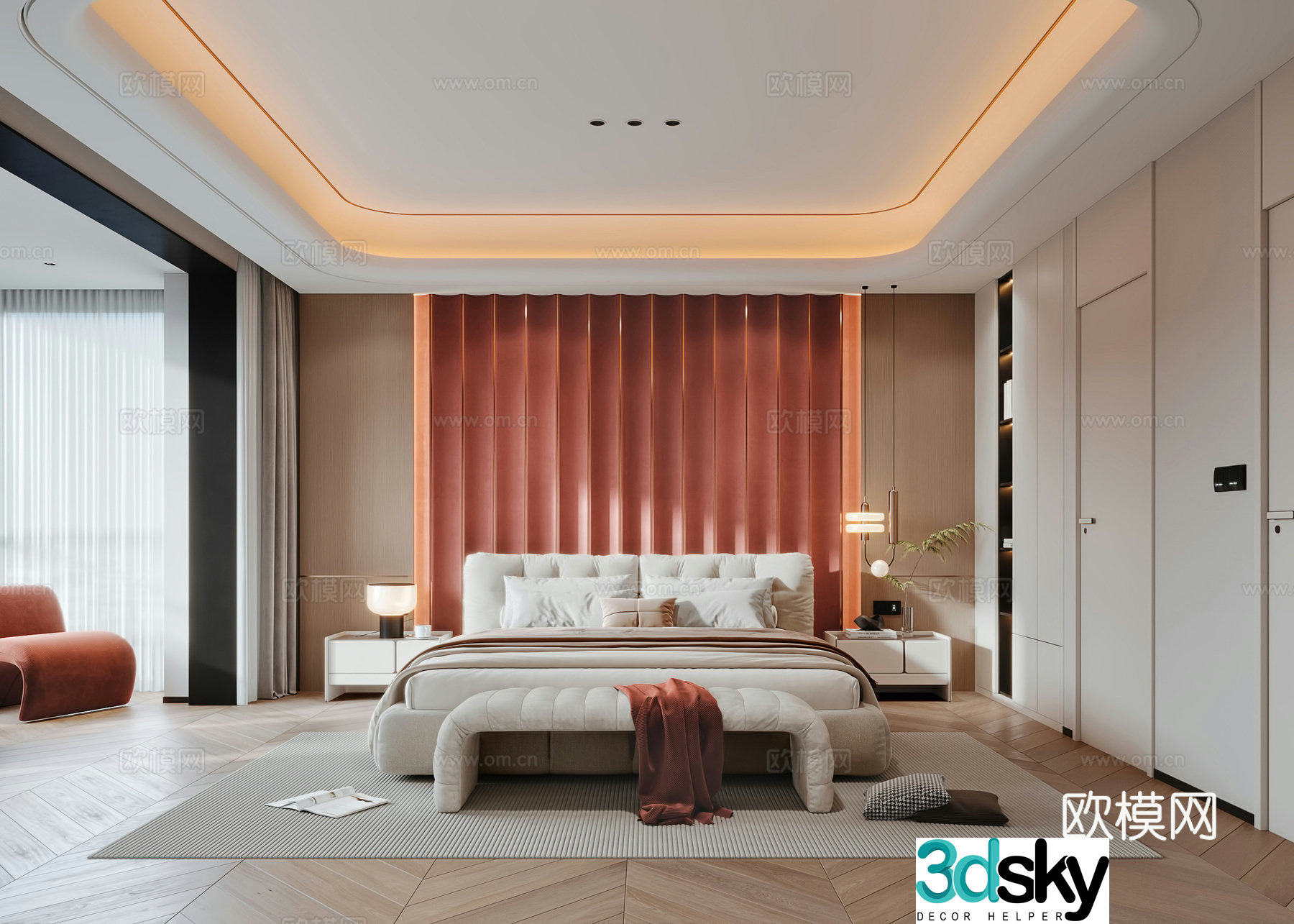 Modern bedroom master bedroom 3d model