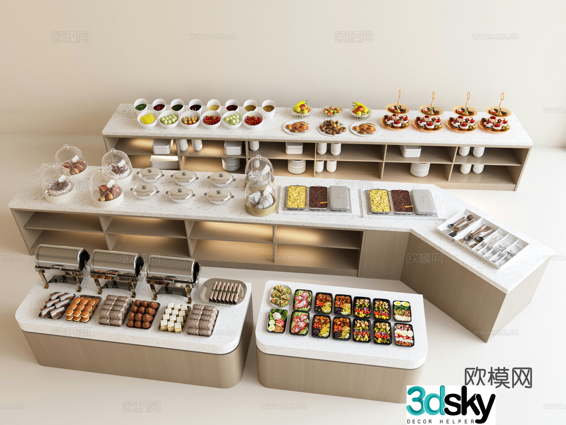 Self-service work table self-service condiment table dining table 3D model