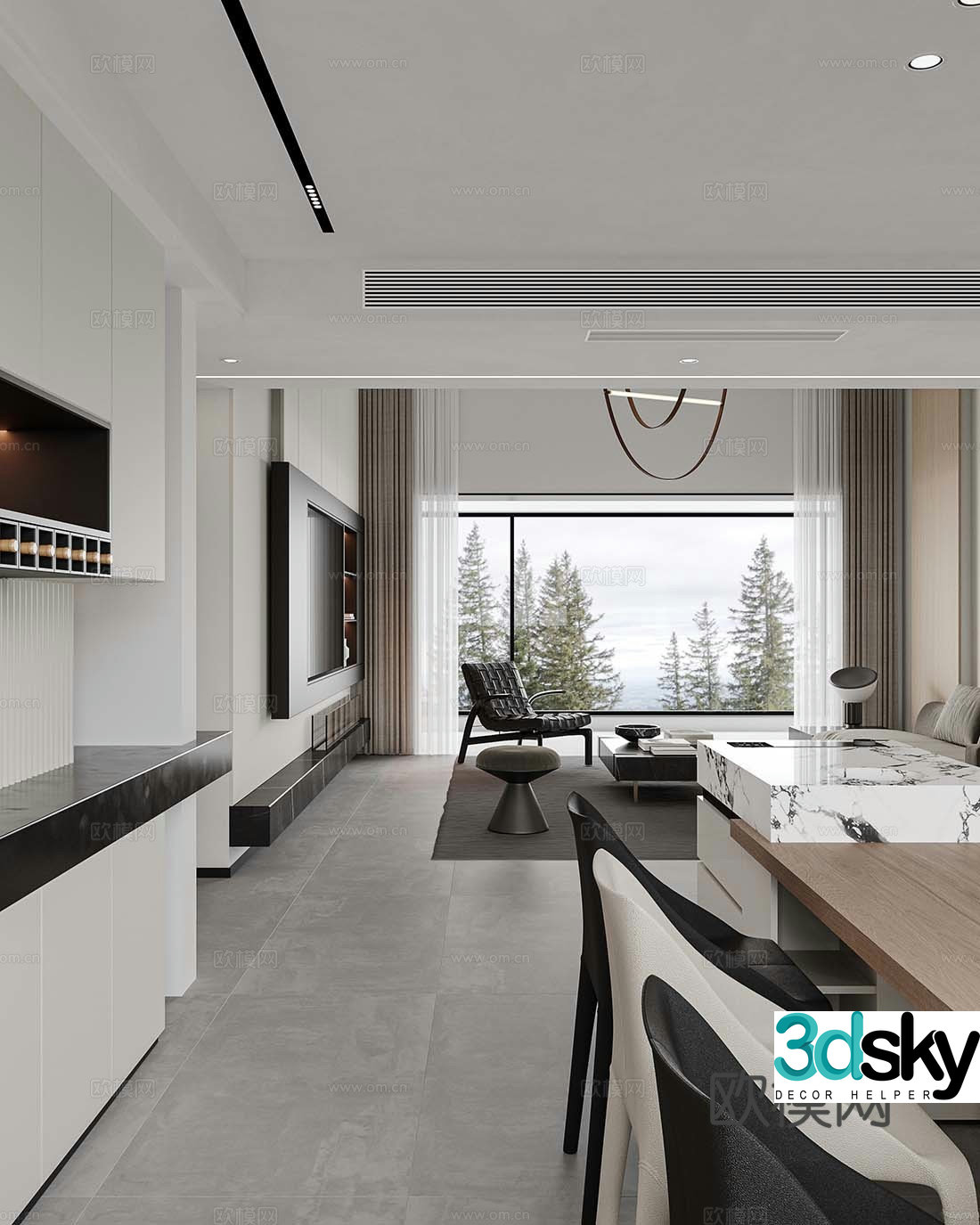Modern guest restaurant 3d model