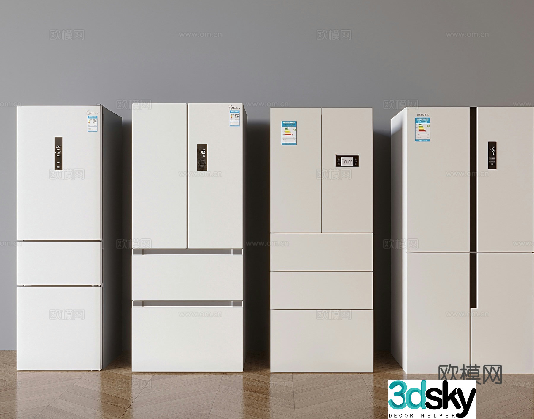 Modern refrigerator smart refrigerator freezer 3d model