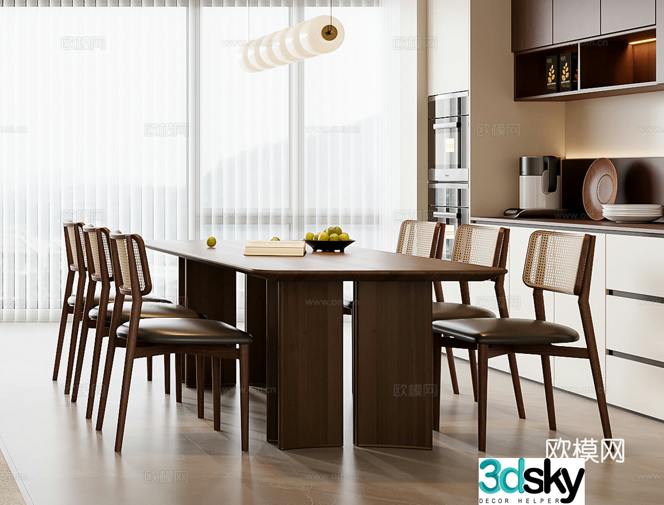 Medieval style dining table and chairs 3d model