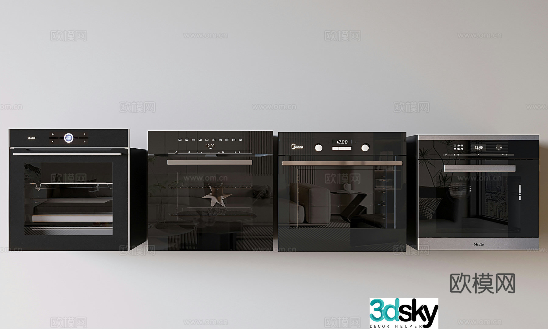 Modern built-in oven steamer kitchen appliance steaming and baking integrated 3D model