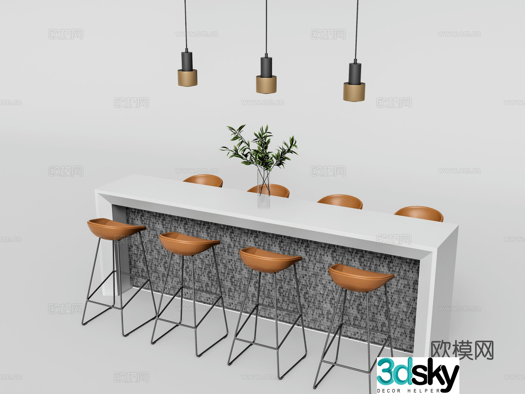 Modern water bar bar chair 3d model