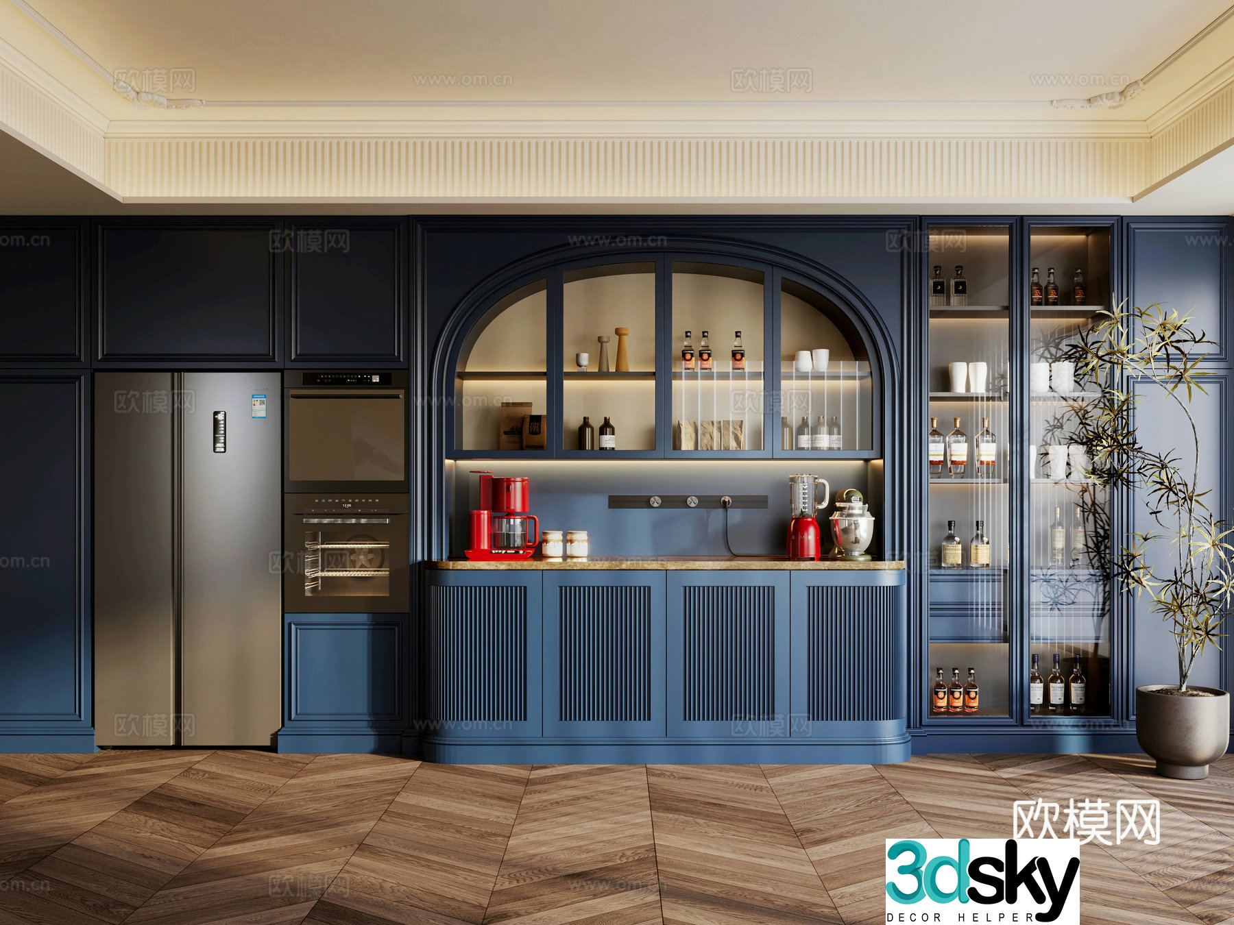 French wine cabinet sideboard 3d model