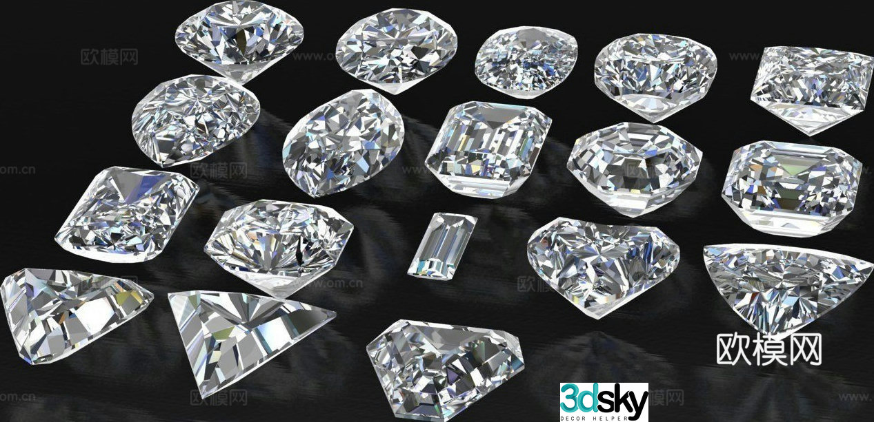 Heart-shaped diamond square diamond loose diamond diamond 3d model