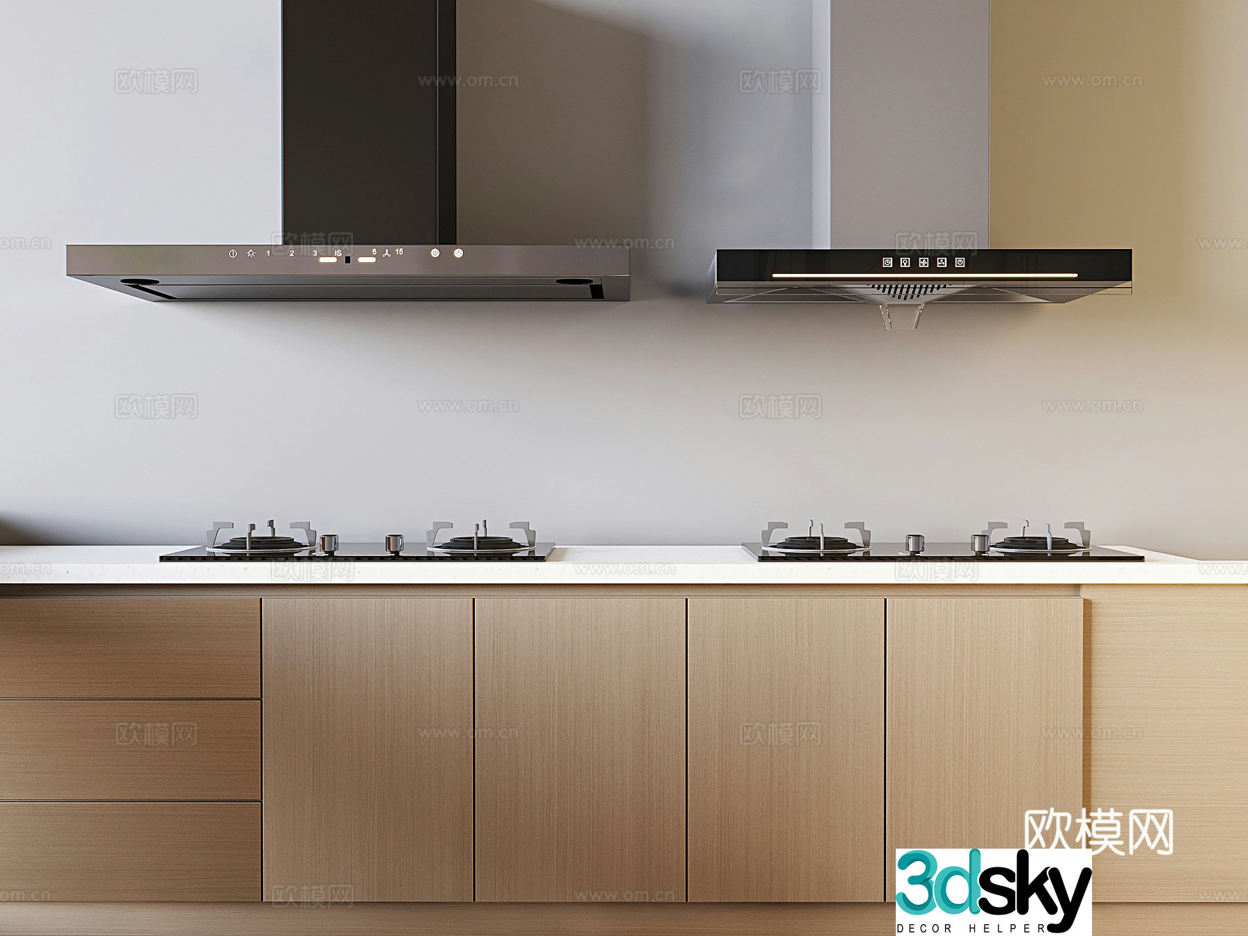 Modern range hood range hood gas stove cabinet 3d model