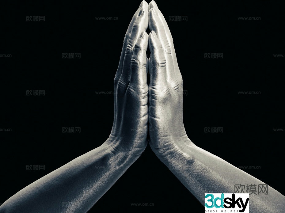 hand sculpture praying human hand closeup palm fist 3d model